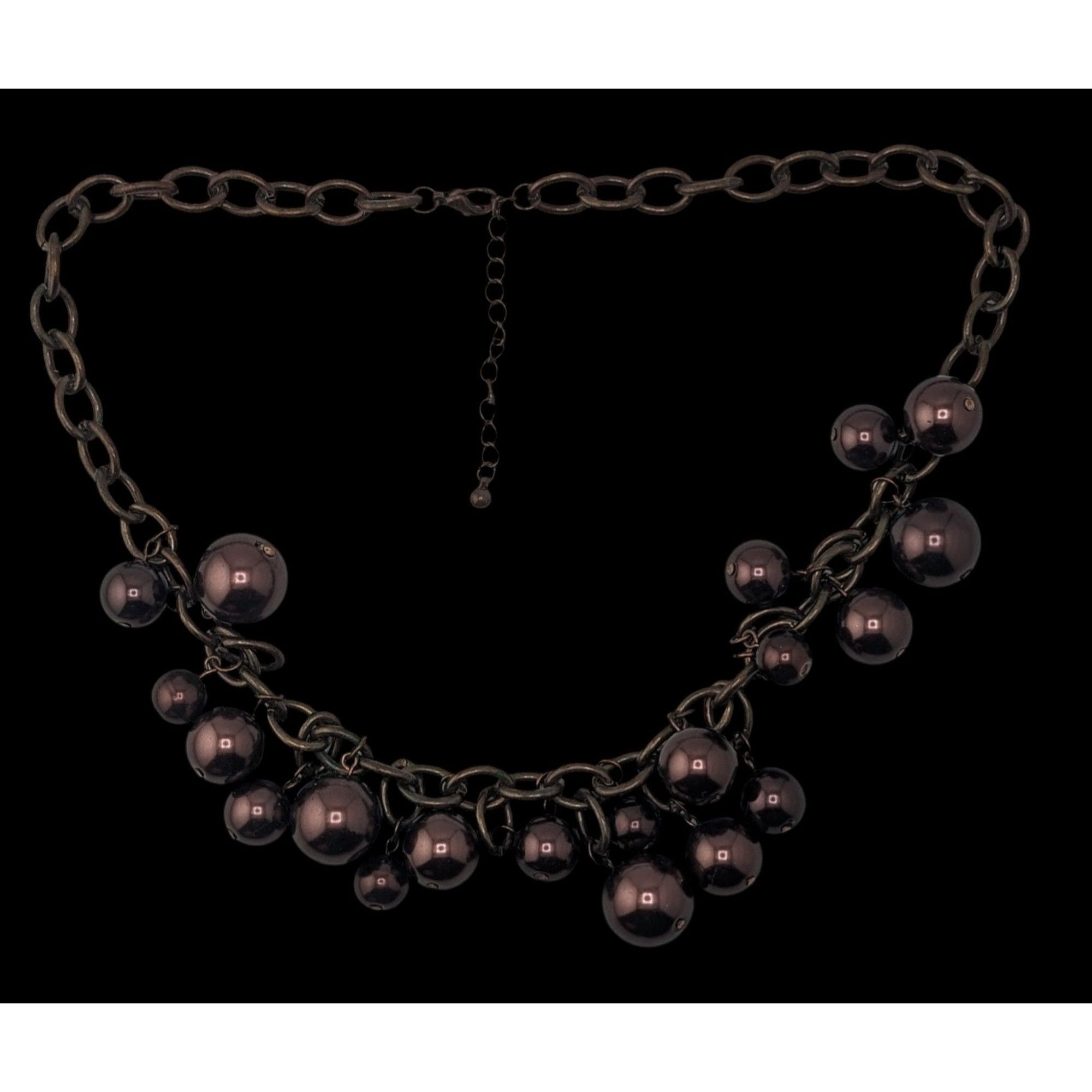Other Chunky Statement Necklace With Brown Beads & Antiqued Bronze Size ONE SIZE - 4 Thumbnail