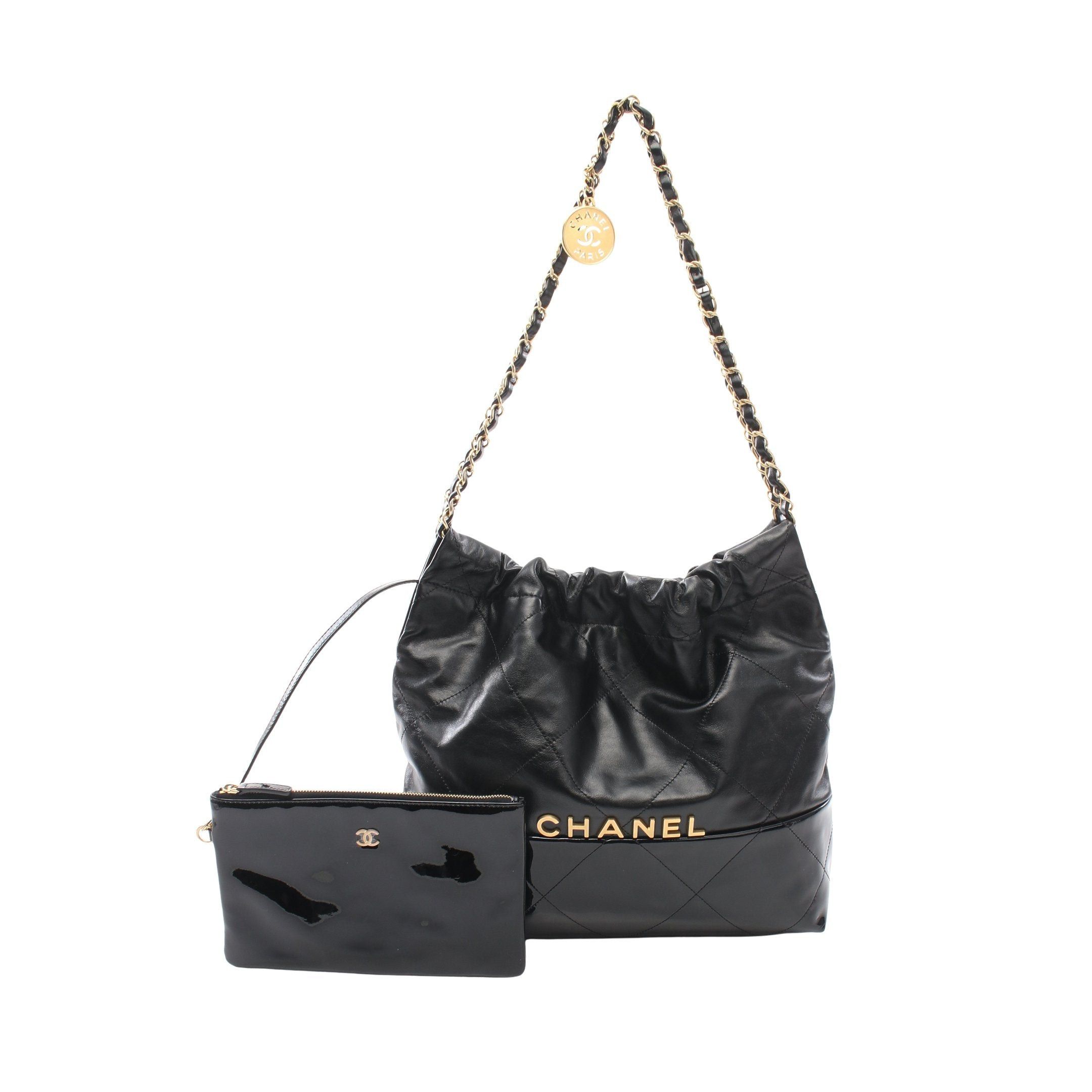 Chanel Chanel Matelasse Chanel 22 Small Chain Shoulder Bag Leather Patent Black Gold Hardware Size ONE SIZE - 1 Thumbnail