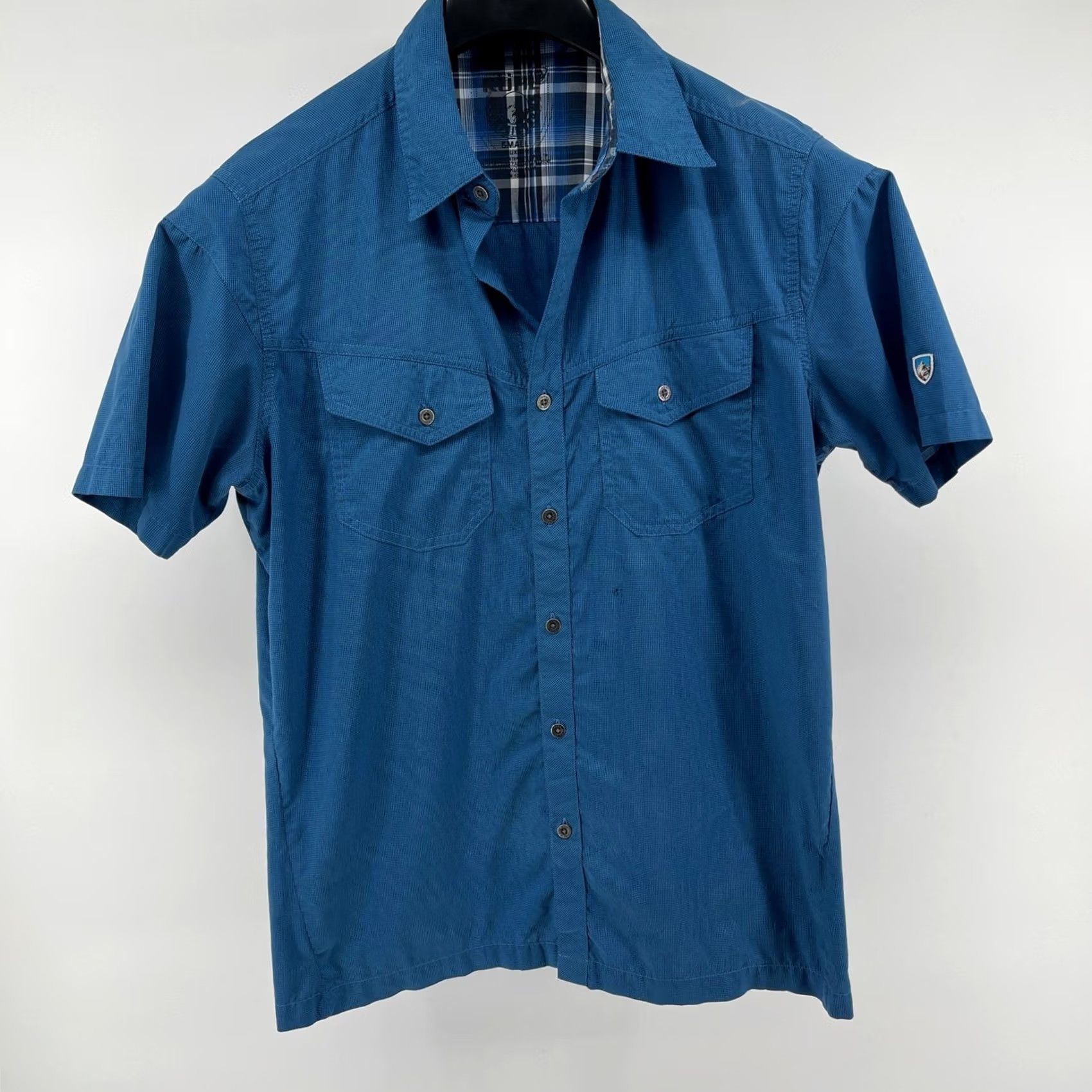 Vintage Kuhl Mens Short Sleeve Button Up Outdoor Adventure Blue Check Shirt Size US S / EU 44-46 / 1 - 3 Thumbnail
