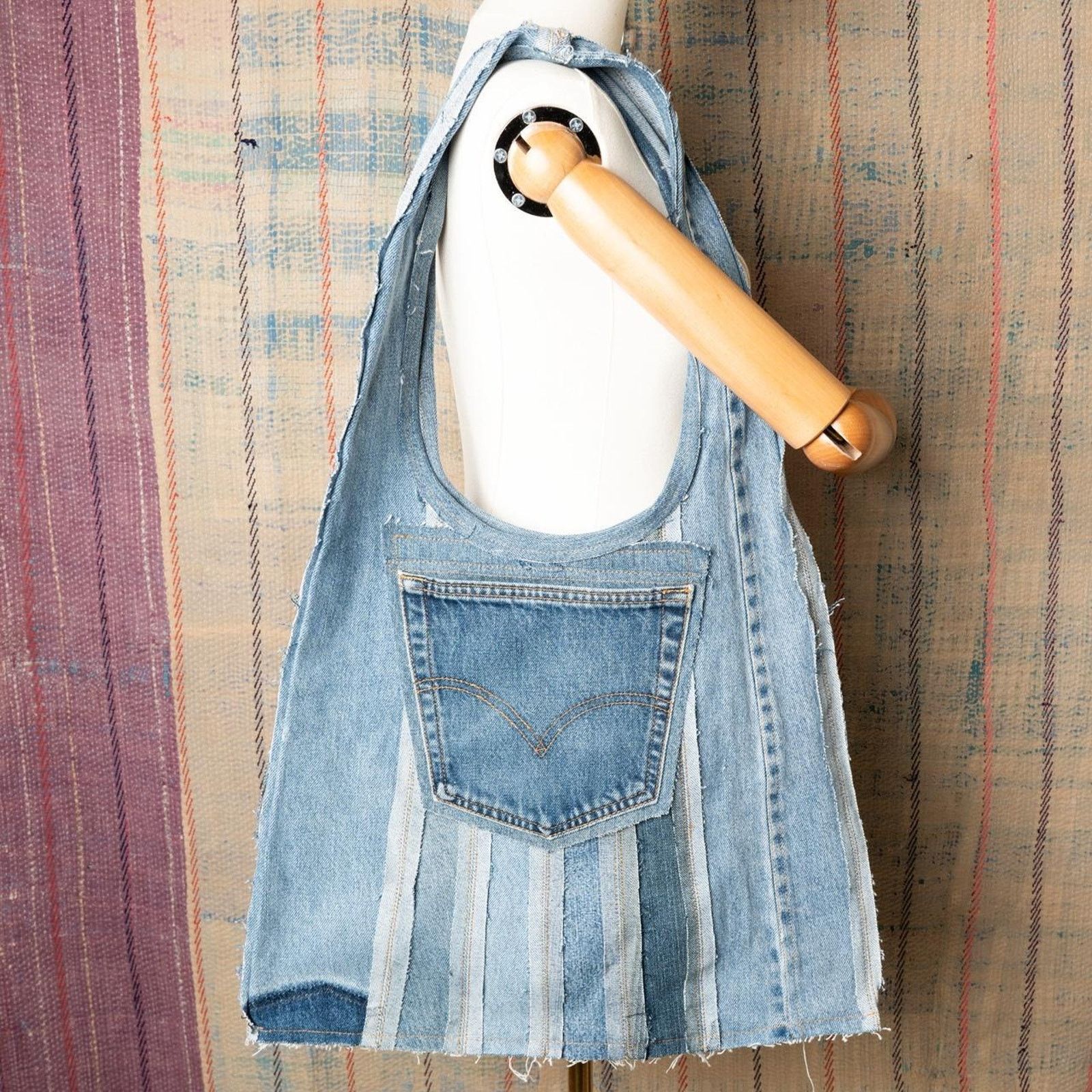 Other Custom upcycled shoulder bag / Upcycled reversible hobo bag Size ONE SIZE - 1 Thumbnail