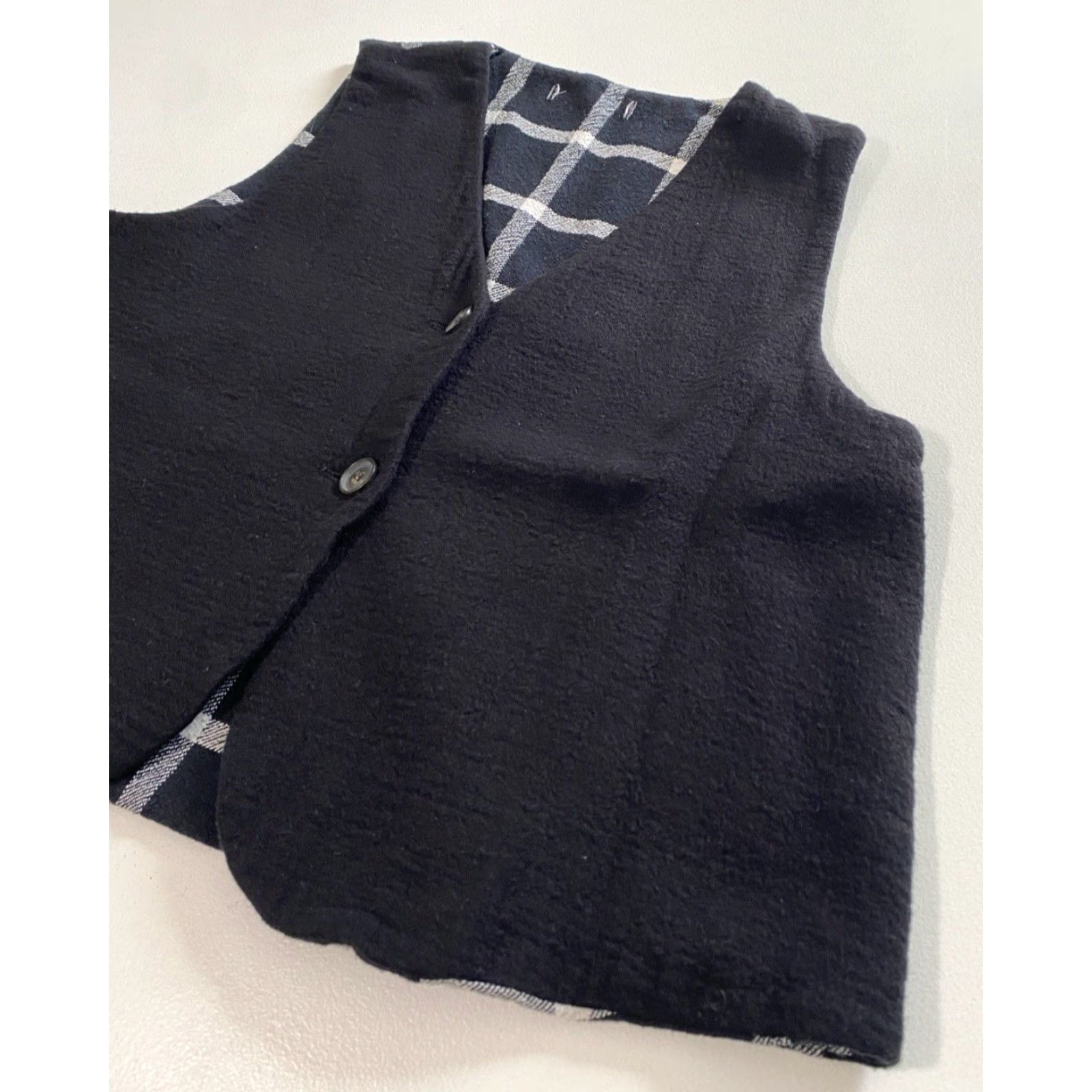 Vintage Neirami Women’s Button Front Vest Black Plaid Made in Italy Sz L Size L / US 10 / IT 46 - 5 Thumbnail