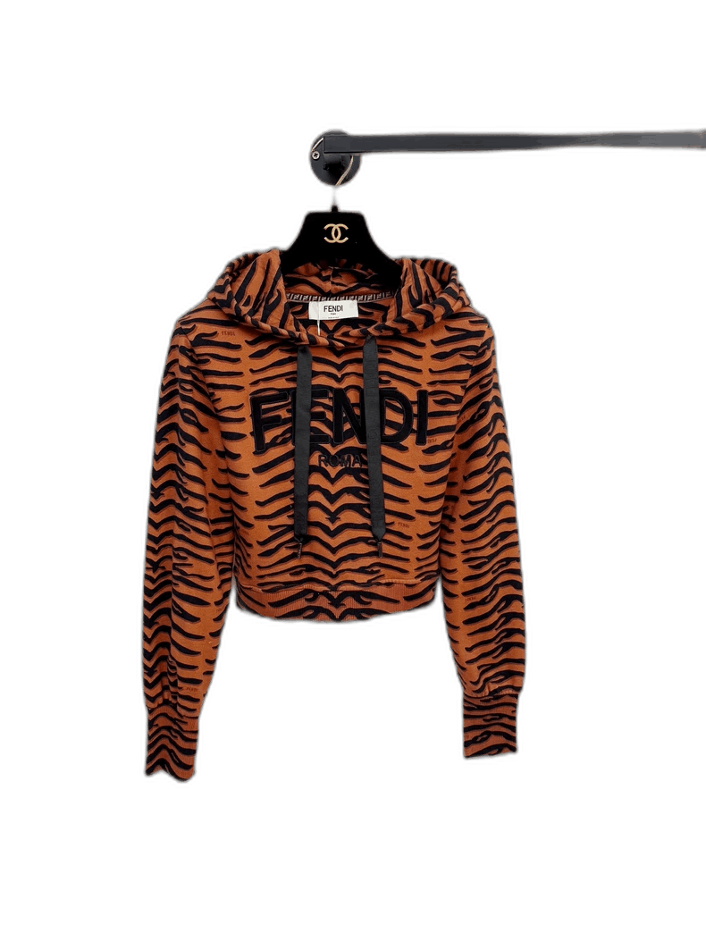 Fendi Fendi Cropped Hoodie with Tiger Print Size XS / US 0-2 / IT 36-38 - 1 Thumbnail