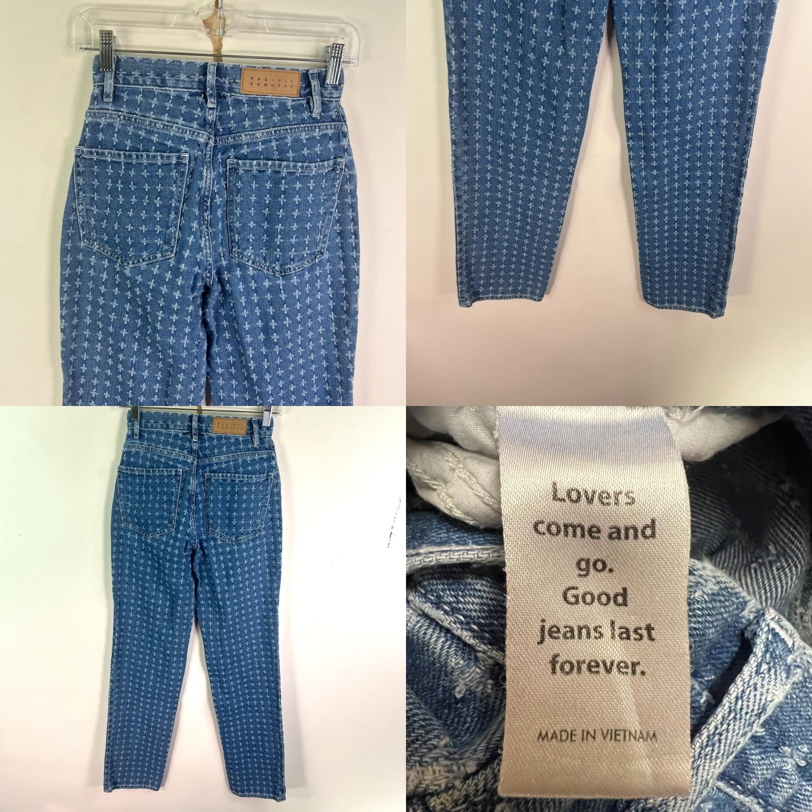 Pacsun PacSun Jeans Women's Juniors 23 Straight Denim High Rise 30in Blue Distressed 90s Grunge Bohemian Size 40" / US 18 - 8 Thumbnail