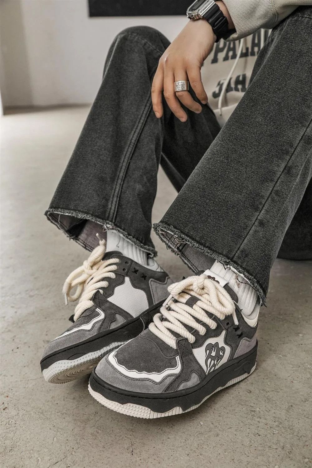 image of Jewelry Chunky Sports Sneaker Shoes in Black, Men's