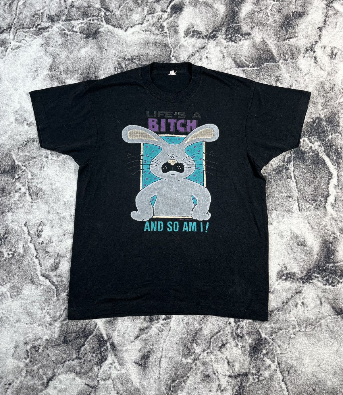 Vintage Vintage 1988 Air Waves Bunny Humor Tee Black M L 80s Size US M / EU 48-50 / 2 - 1 Thumbnail