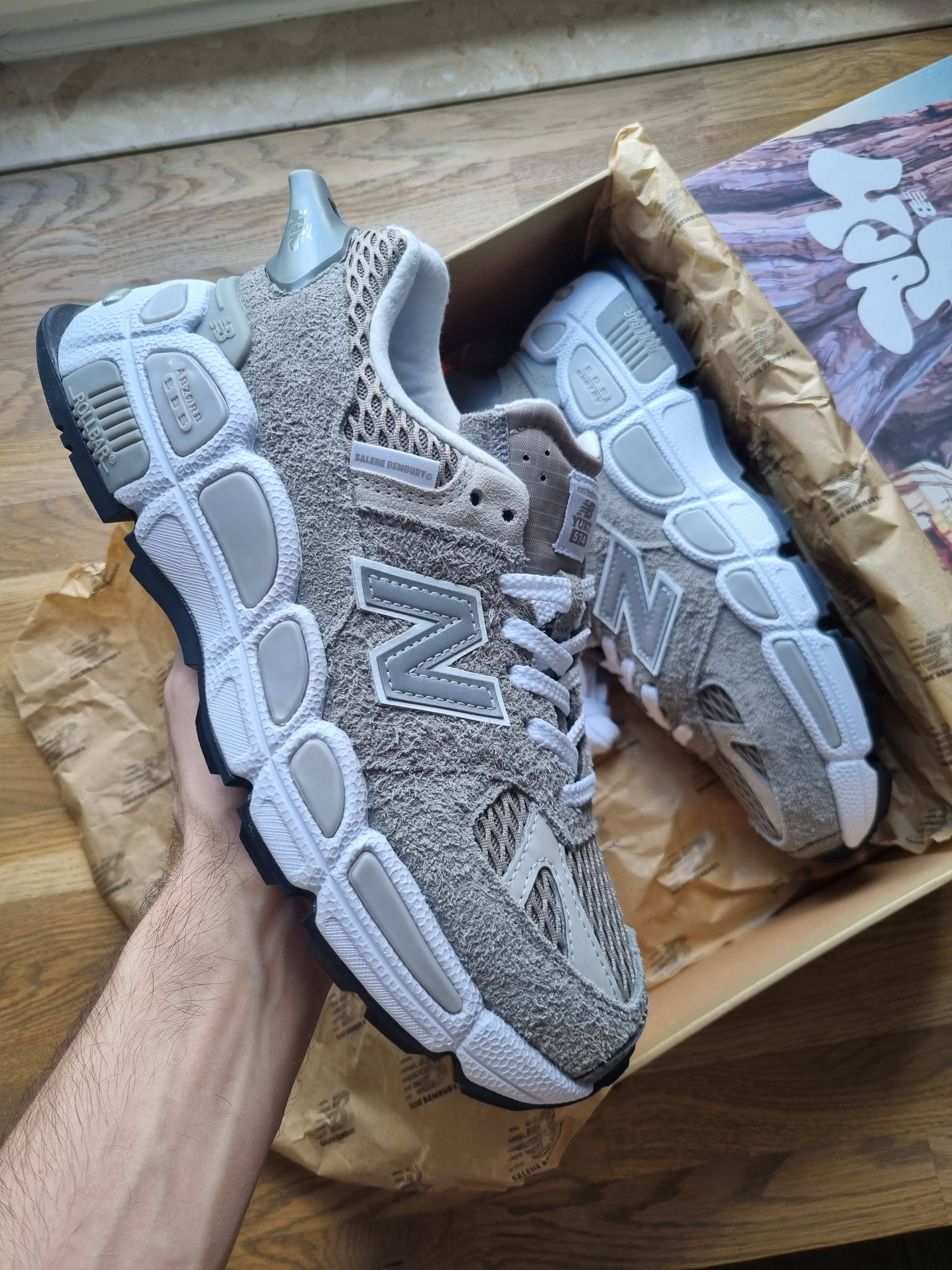 image of New Balance 574 Yurt he Bembury Shark Skin Shoes in Grey, Men's (Size 8)