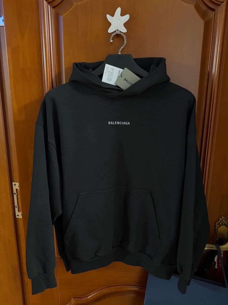 Balenciaga Reflective Logo Black Hoodie