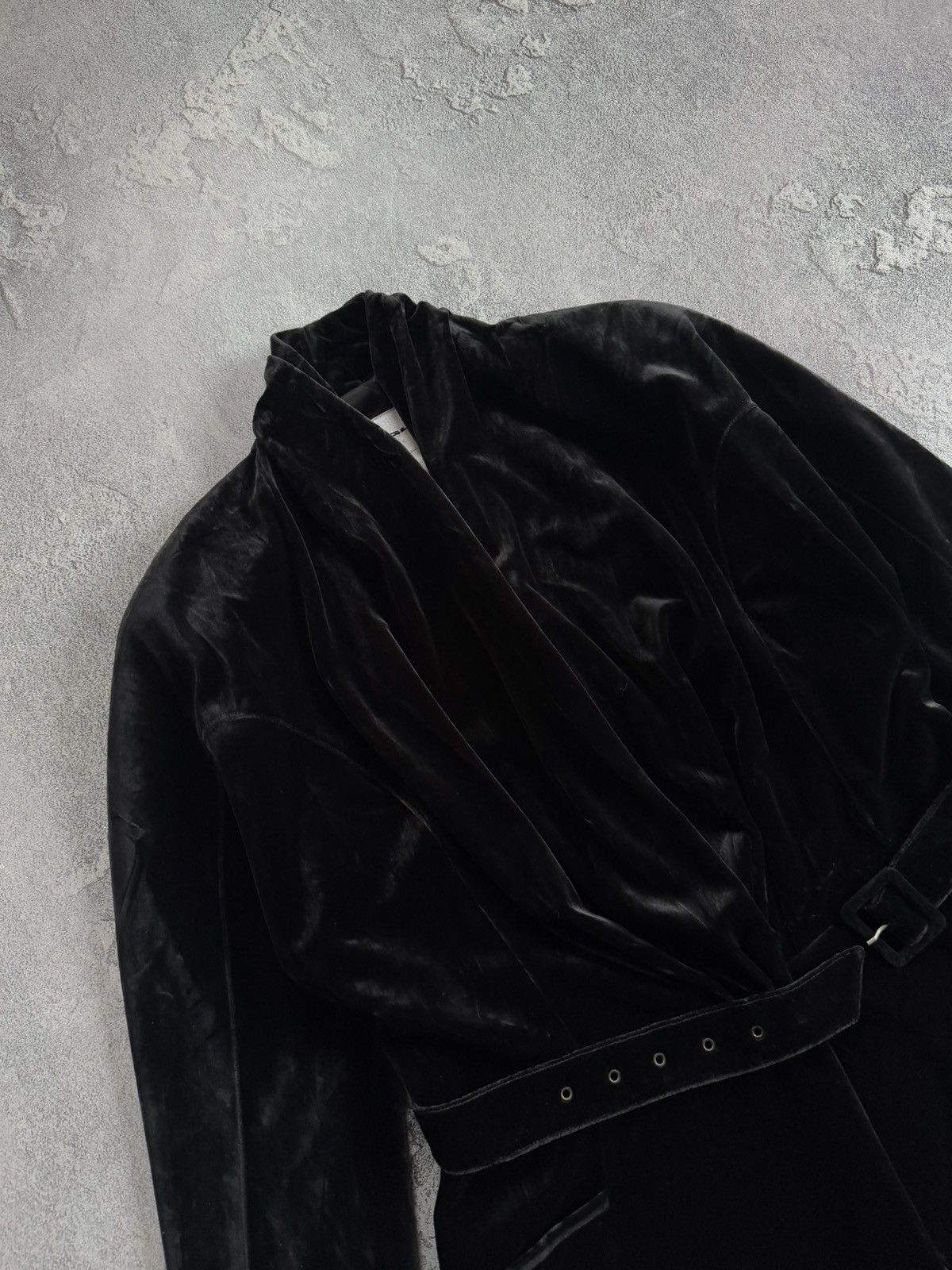 Mugler × Thierry Mugler MUGLER M/L velour velvet jacket blazer + belt vintage coat Size M / US 6-8 / IT 42-44 - 6 Thumbnail