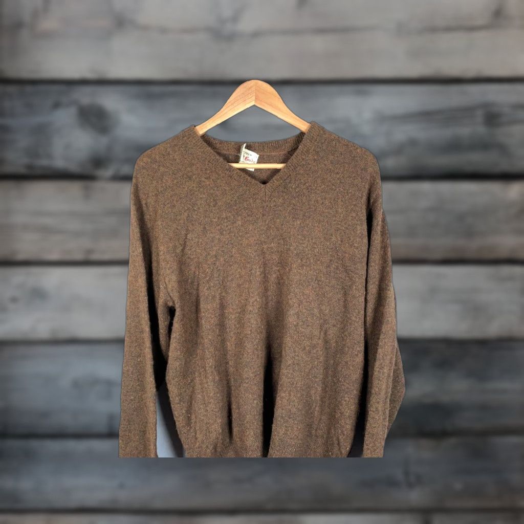 Arrow VTG Arrow V-Neck Wool Blend Sweater Adult Medium Brown Mens 70s Size US L / EU 52-54 / 3 - 1 Thumbnail