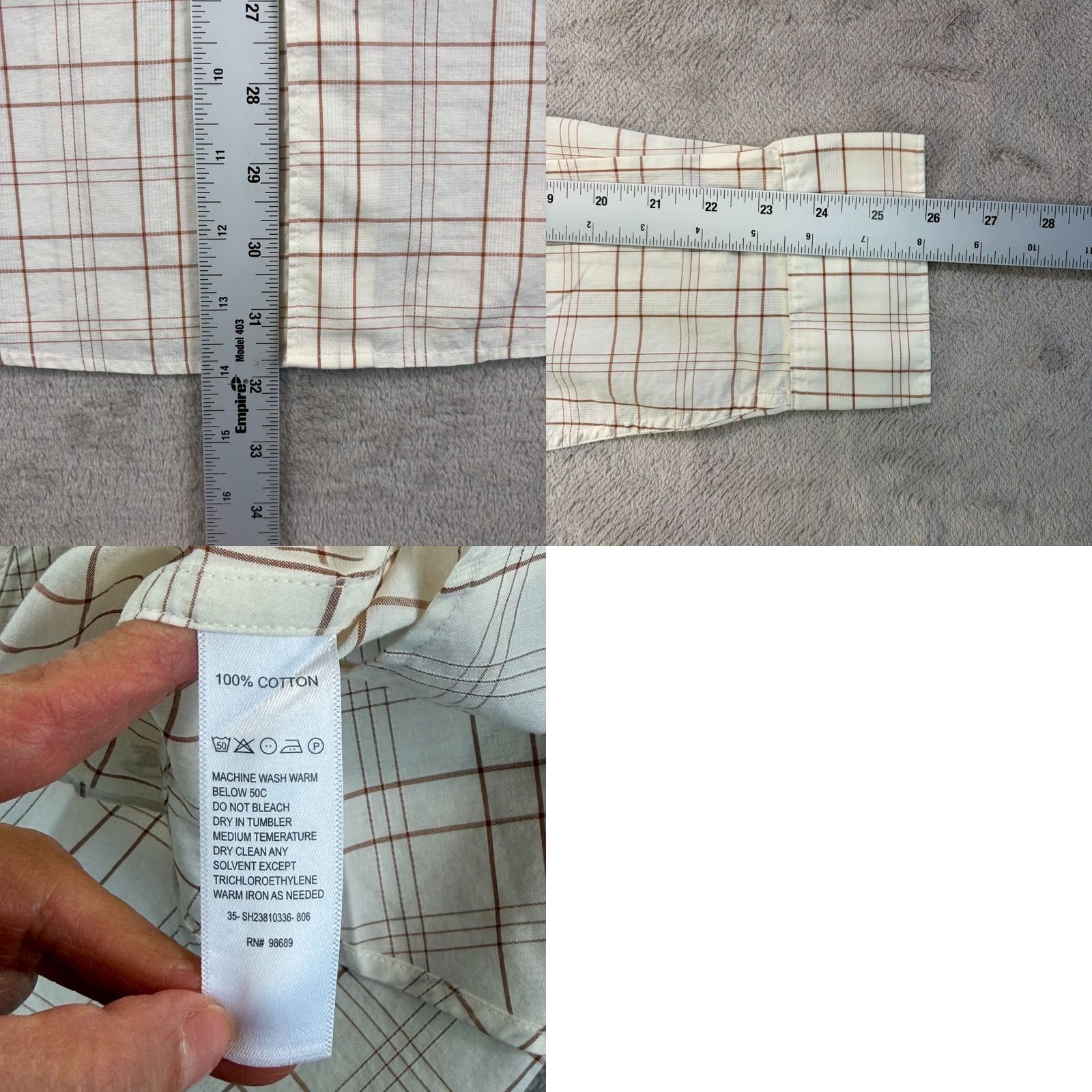 Todd Snyder Todd Snyder Poplin Big Shirt Plaid Bisque Beige XL Mens Button-Up Shirt Casual Relaxed Fit NWT Size US XL / EU 56 / 4 - 8 Thumbnail