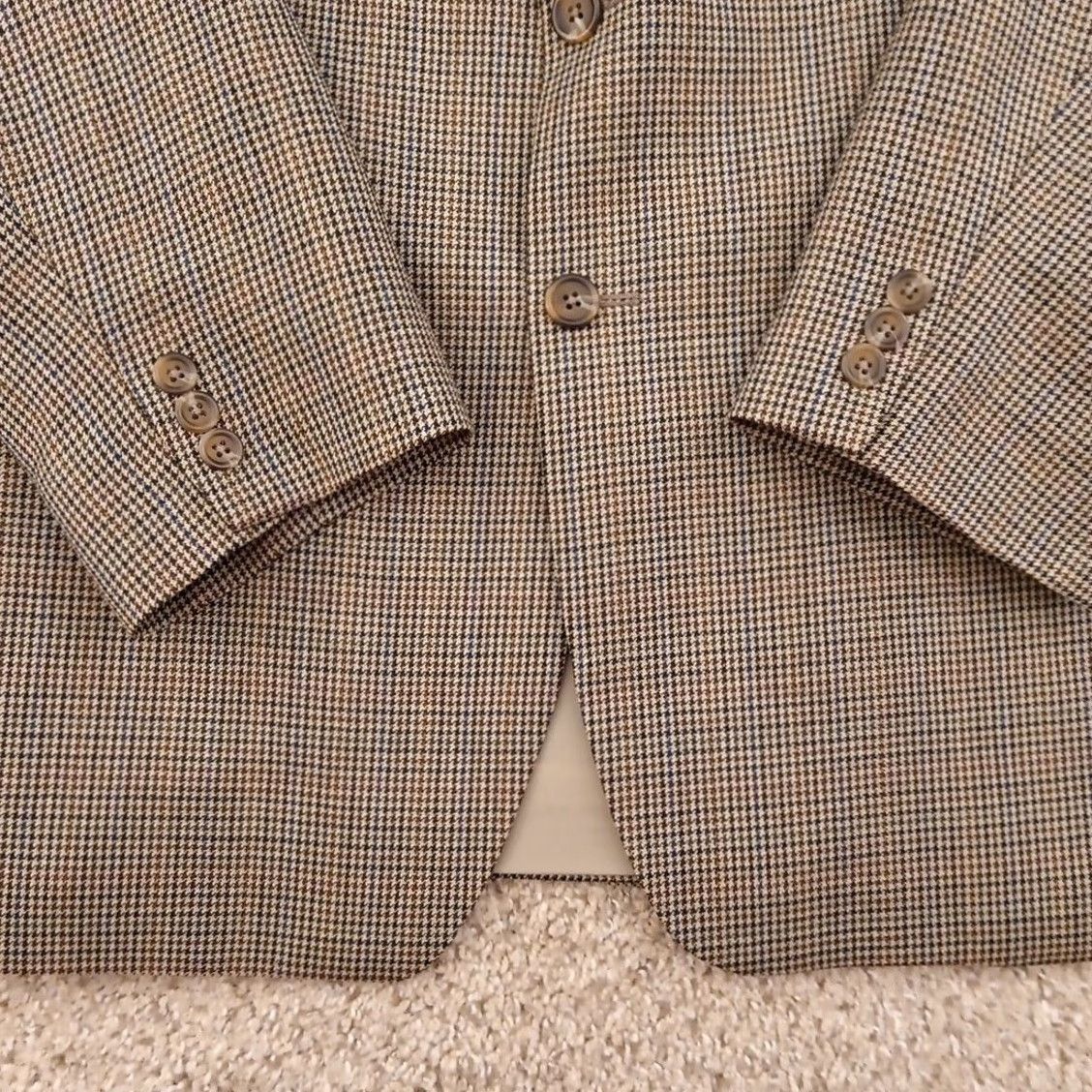 Ralph Lauren Lauren Ralph Lauren Blazer Mens 44 Gray Houndstooth Wool Two Button Notch Lapel Vintage No Jacket 2 Piece Size 44R - 5 Thumbnail