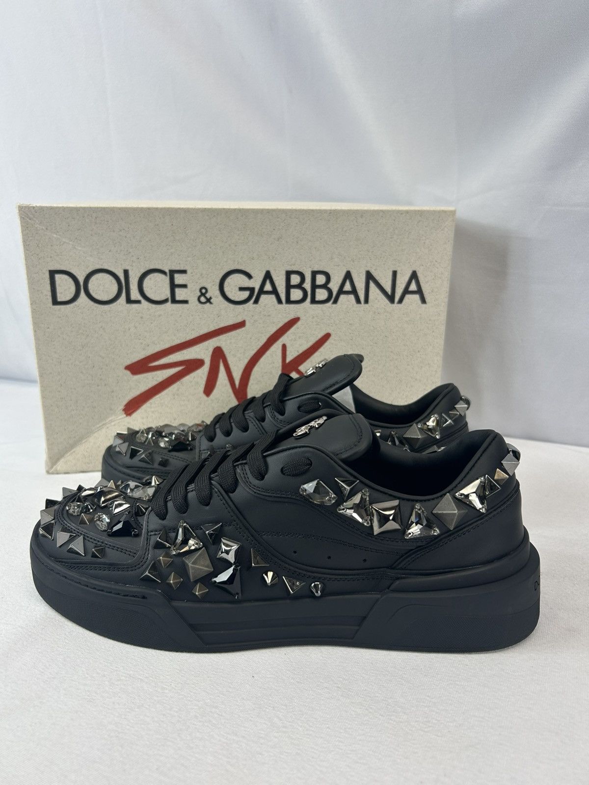 Dolce & Gabbana DOLCE&GABBANA New Roma Calfskin Nappa Sneakers w/ Studs Size US 8 / EU 41 - 1 Thumbnail
