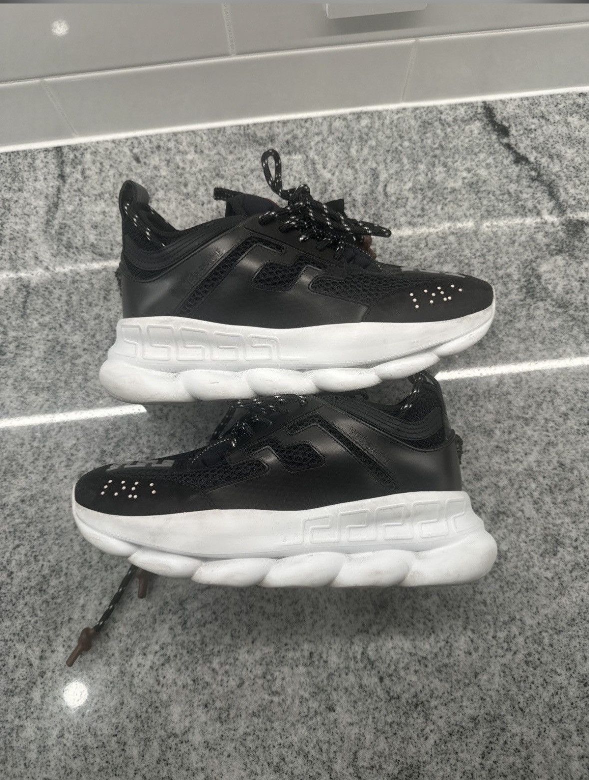 Versace Versace Chain Reaction Black Mesh Sneakers Size US 7 / EU 40 - 1 Thumbnail