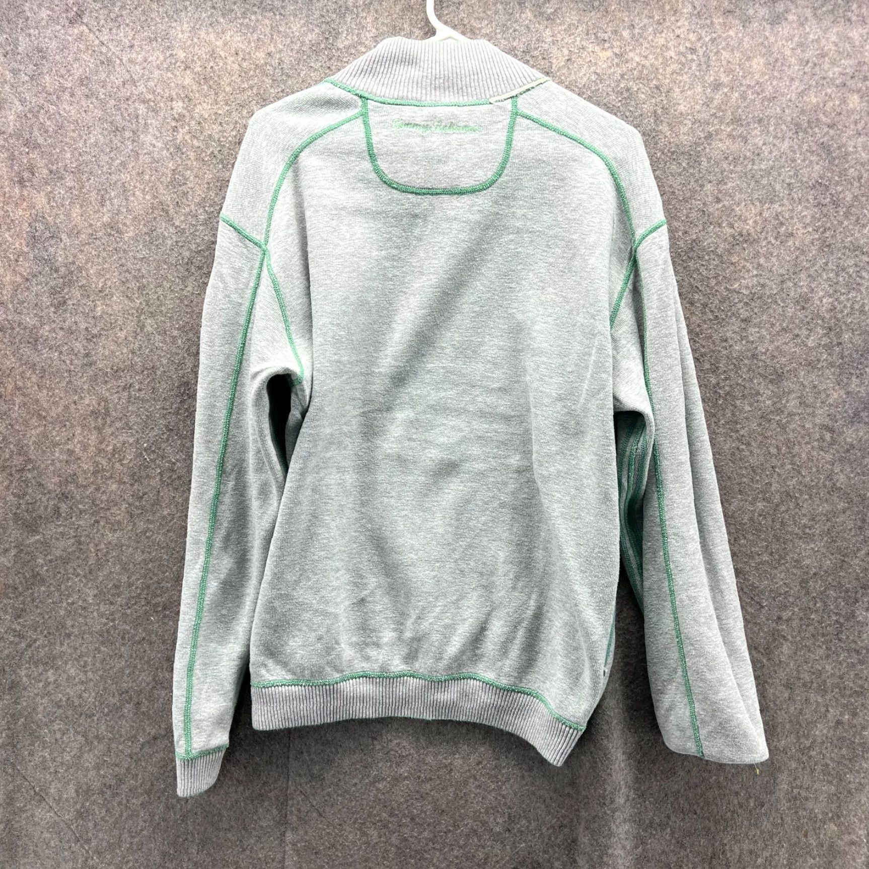 Tommy Bahama Tommy Bahama Sweater Mens Large Reversible Fleece Pullover Gray Mint Green Jersey Knit Casual Formal Long Sleeve Logo Size US XL / EU 56 / 4 - 5 Thumbnail