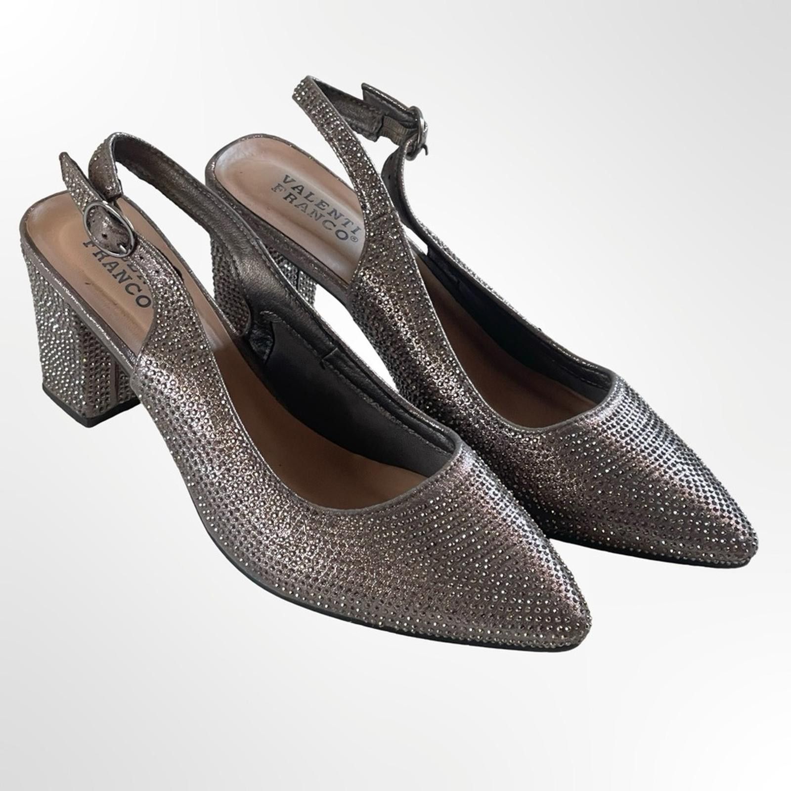 Other Valenti Franco Silver Rhinestone Slingback Block Heels - 7.5 Size US 7.5 / IT 37.5 - 1 Thumbnail