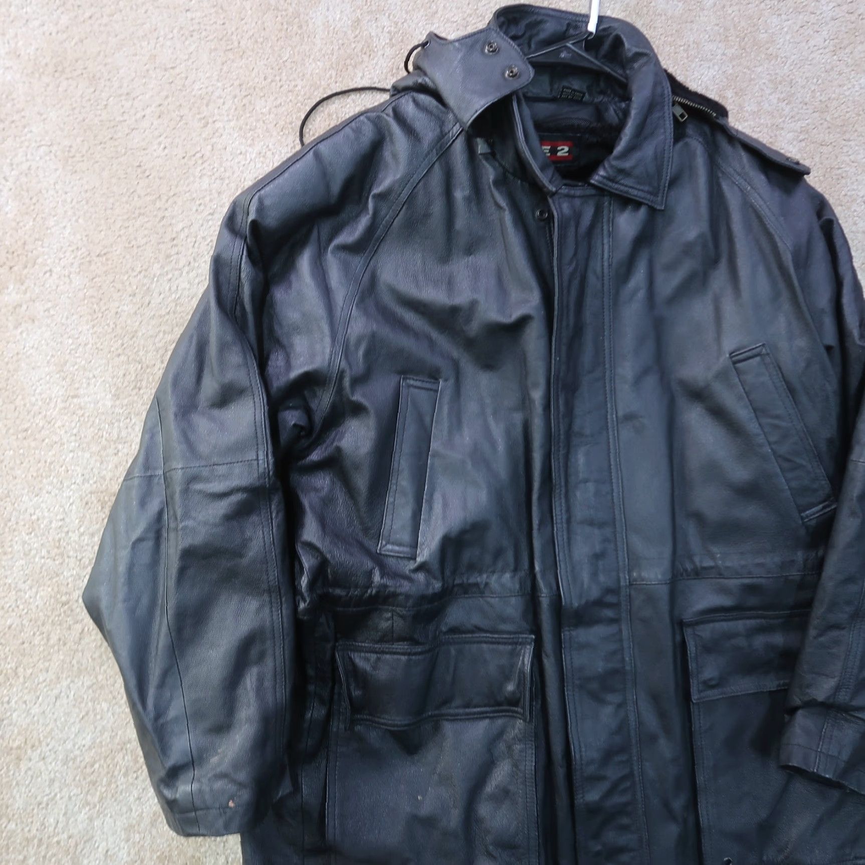 Vintage VINTAGE Phase Two Leather Jacket Overcoat Mens Large Full Zip Insulated Black Size US L / EU 52-54 / 3 - 2 Thumbnail