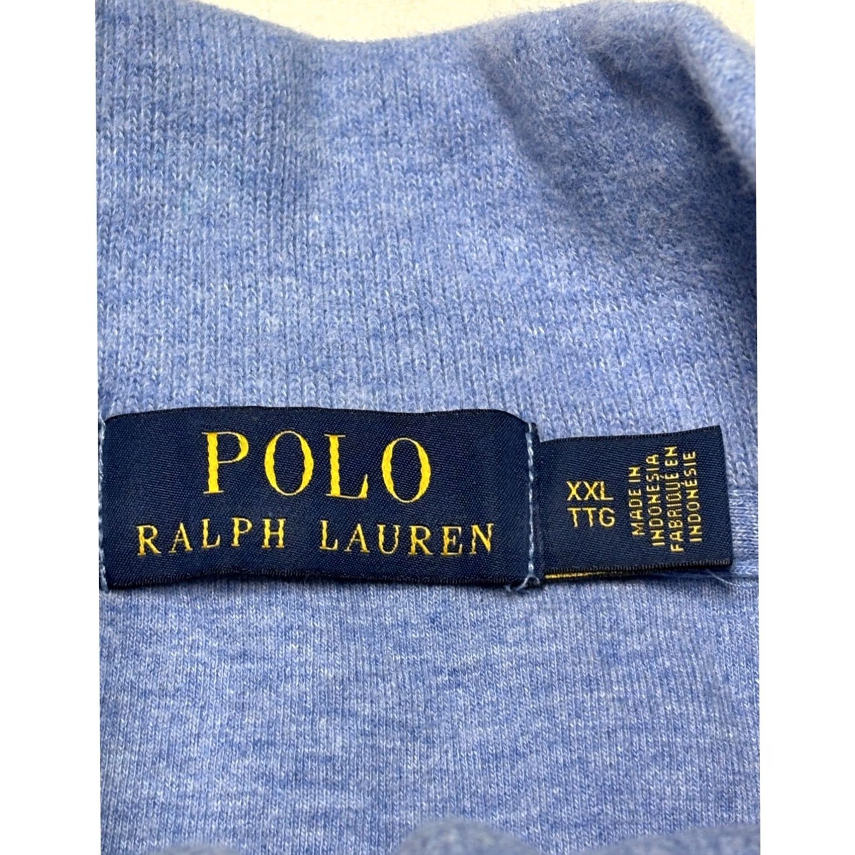 Polo Ralph Lauren Polo Ralph Lauren Mens XXL Blue Cotton Quarter Zip Pullover Heathered Sweater Size US XXL / EU 58 / 5 - 3 Thumbnail