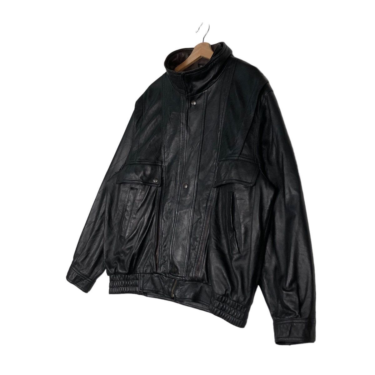 Japanese Brand 🔥Vtg Bomber Jacket Leather Biker Wind Armor Nichiwa Japan Size US L / EU 52-54 / 3 - 2 Thumbnail