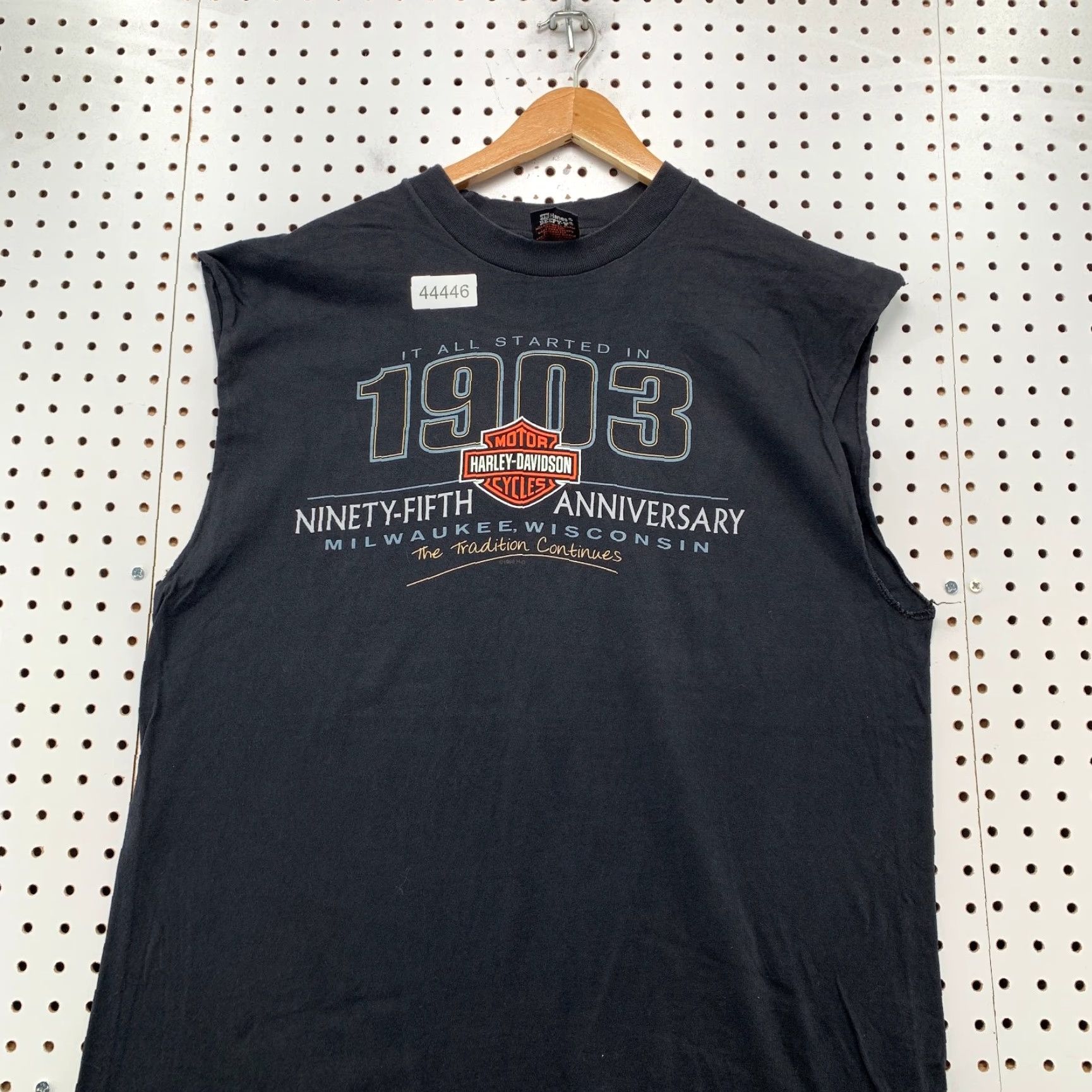 Harley Davidson VINTAGE Harley-Davidson 95th Anniversary Shirt Mens XL Black UKE Wisconsin USA Crew Neck Short Sleeve T-Shirt Motorcycle 1990s Mens Size US XL / EU 56 / 4 - 3 Thumbnail