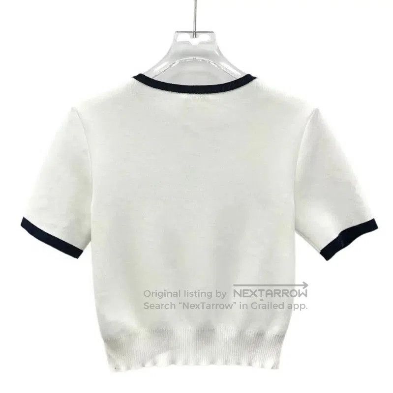 Miu Miu Miu Miu White Cotton Short Sleeve Pullover . Size XS / US 0-2 / IT 36-38 - 2 Thumbnail