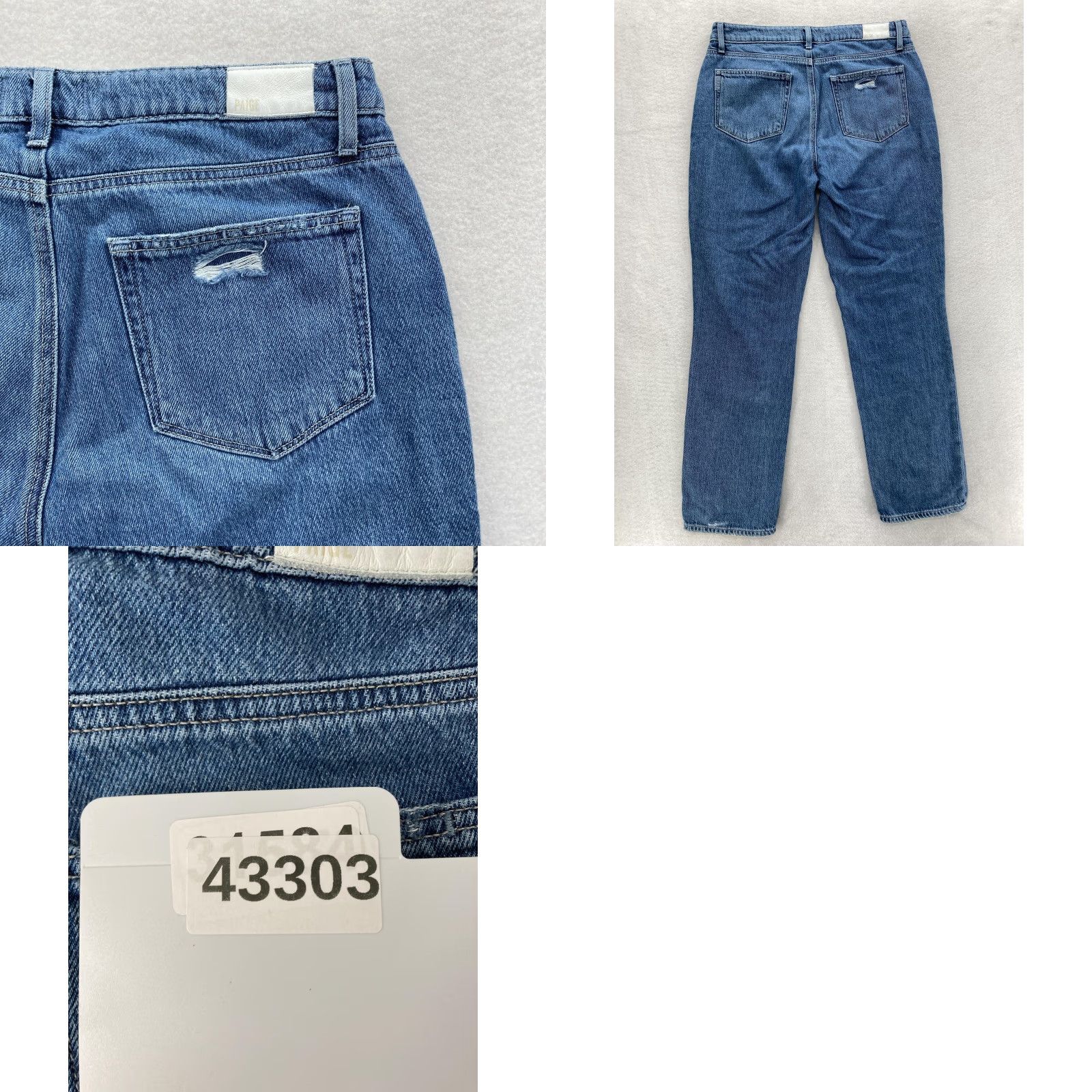 Paige Paige Jeans Womens 29 Blue Noella Relaxed Janae Distressed Baggy Straight Denim Jeans Mens Womens Size 29" - 9 Thumbnail