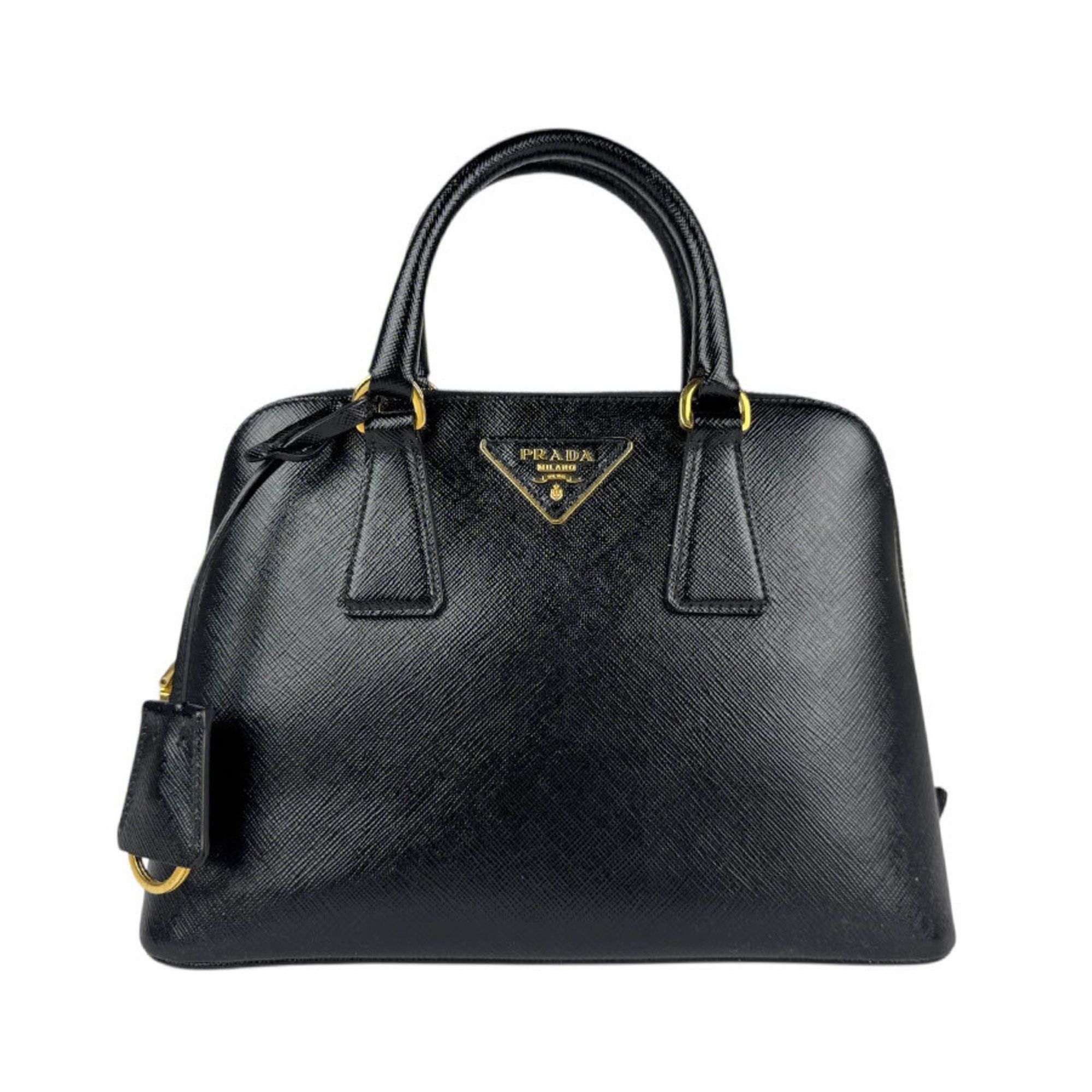 Prada Handbag Shoulder Bag Patent Leather Black Ladies Z5387, Women's