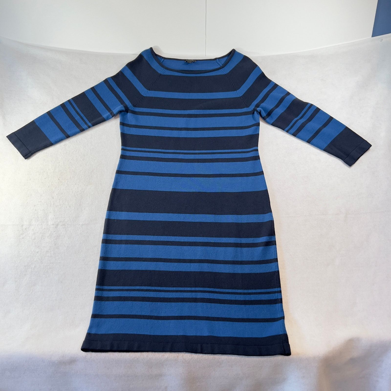 Ann Taylor Ann Taylor Knit Dress Just Above the Knee Blue Stripes Size S / US 4 / IT 40 - 1 Thumbnail