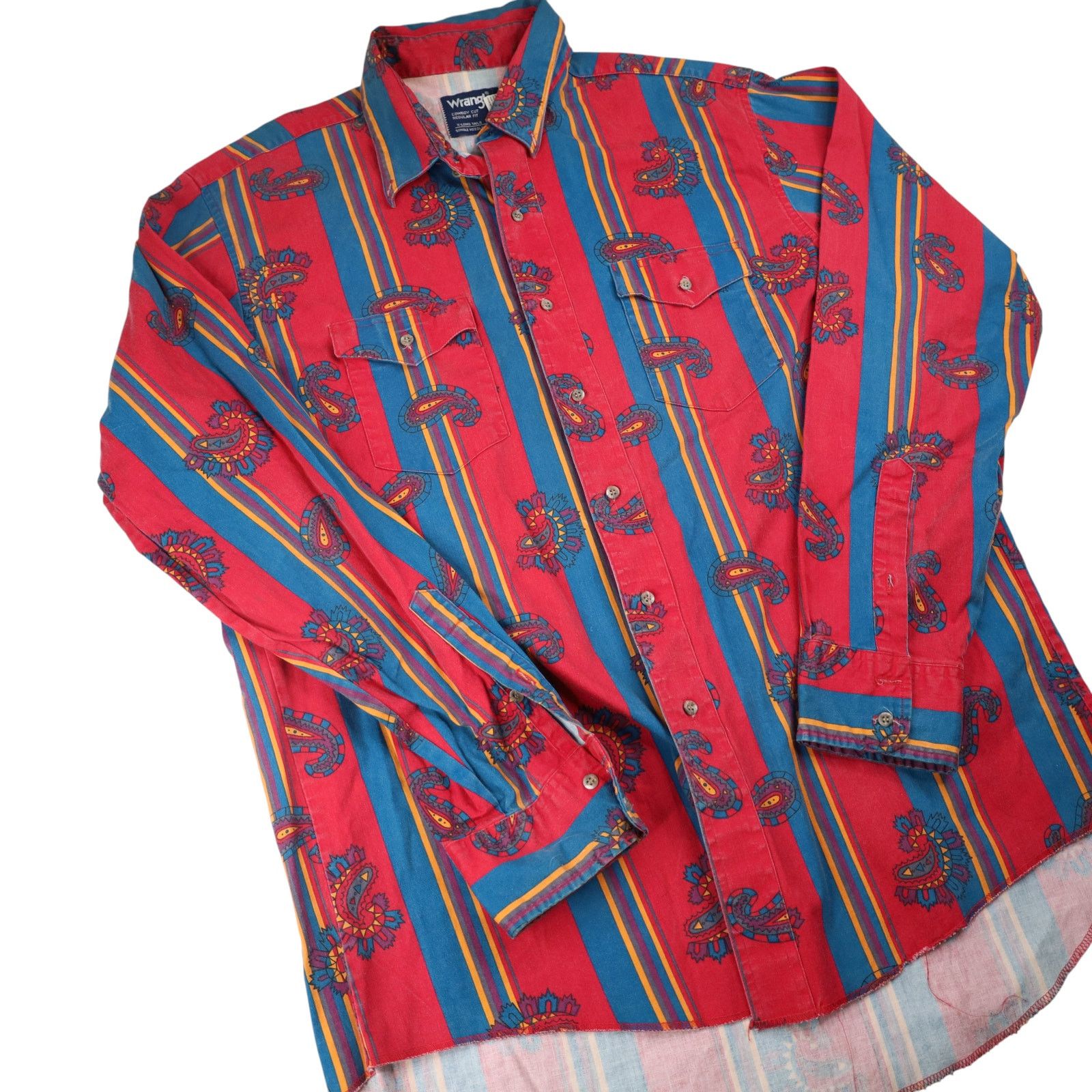 Vintage × Wrangler Vintage Wrangler Brushpopper Pastel Paisley Button Up Shirt Size US XL / EU 56 / 4 - 3 Thumbnail