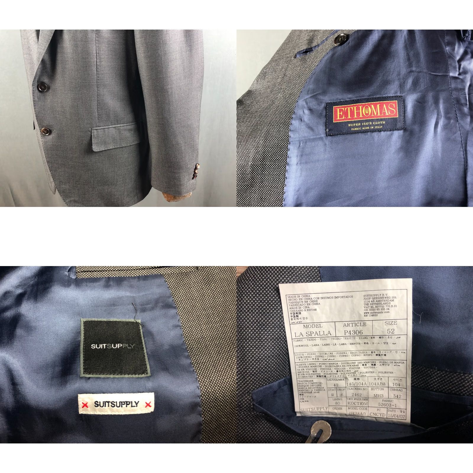Suitsupply Suitsupply Blazer Gray Men Size 52 Wool Size 52R - 8 Thumbnail