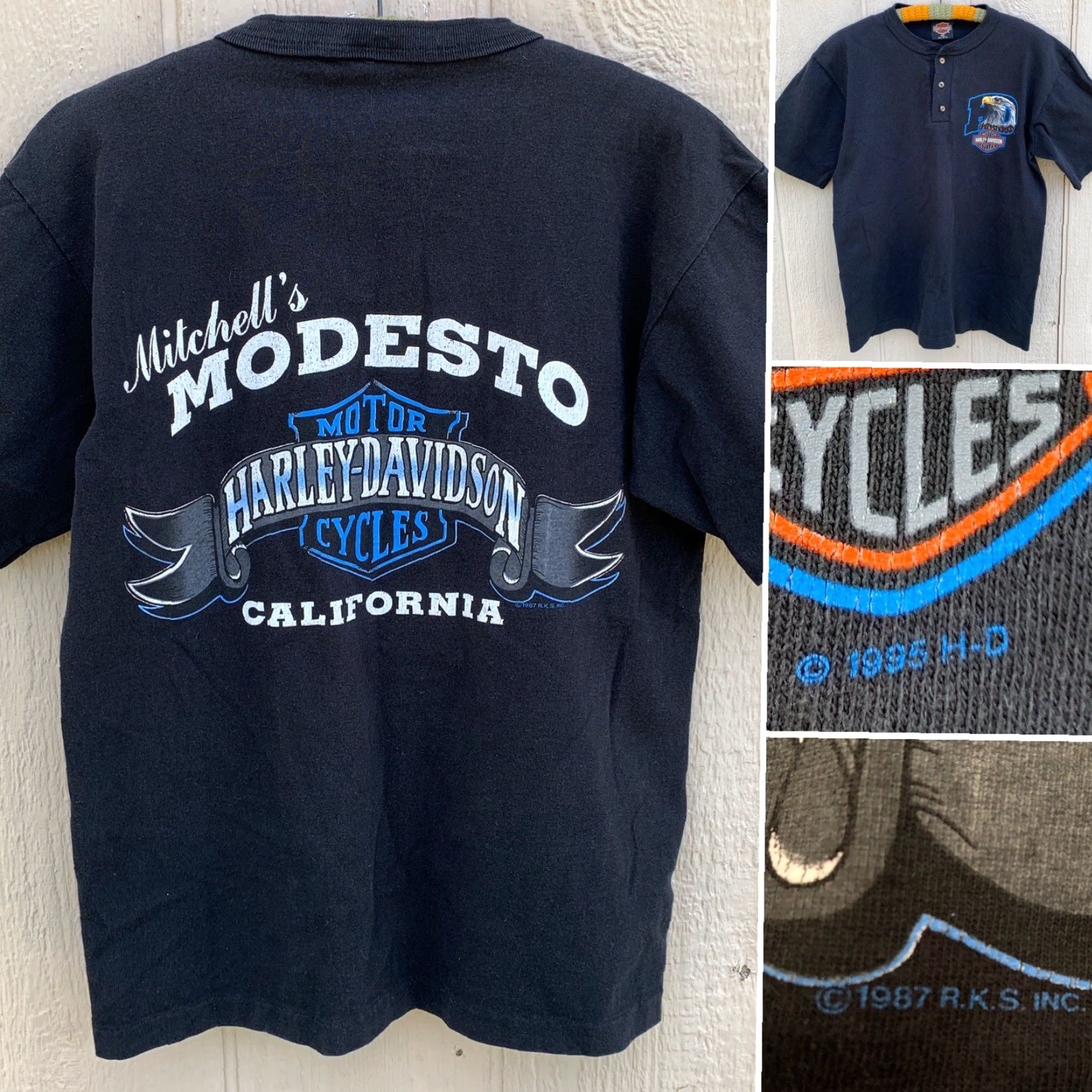 Harley Davidson VINTAGE Harley-Davidson T-Shirt Motorcycles Men M Black Graphic Tee 90s California Mitchell’s Modesto USA Size US M / EU 48-50 / 2 - 4 Thumbnail