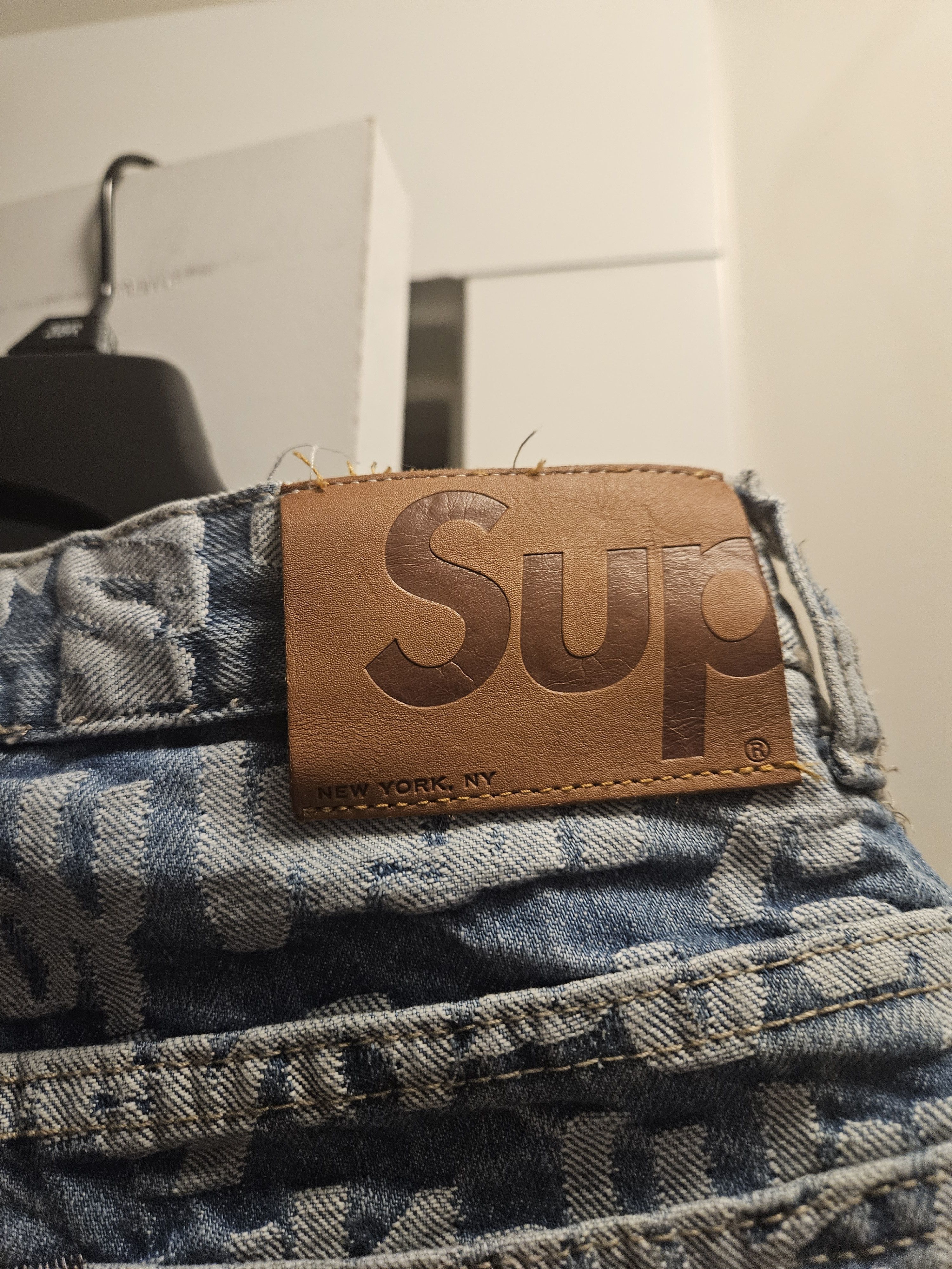 Supreme Supreme Fat Tip Jacquard Blue Denim Jeans Size US 31 - 3 Thumbnail