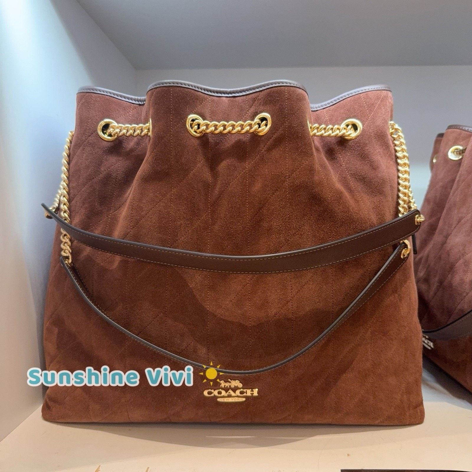 Coach NWT Coach Evelyn Large Bag CCZ83 Suede Vintage Brown Size ONE SIZE - 1 Thumbnail