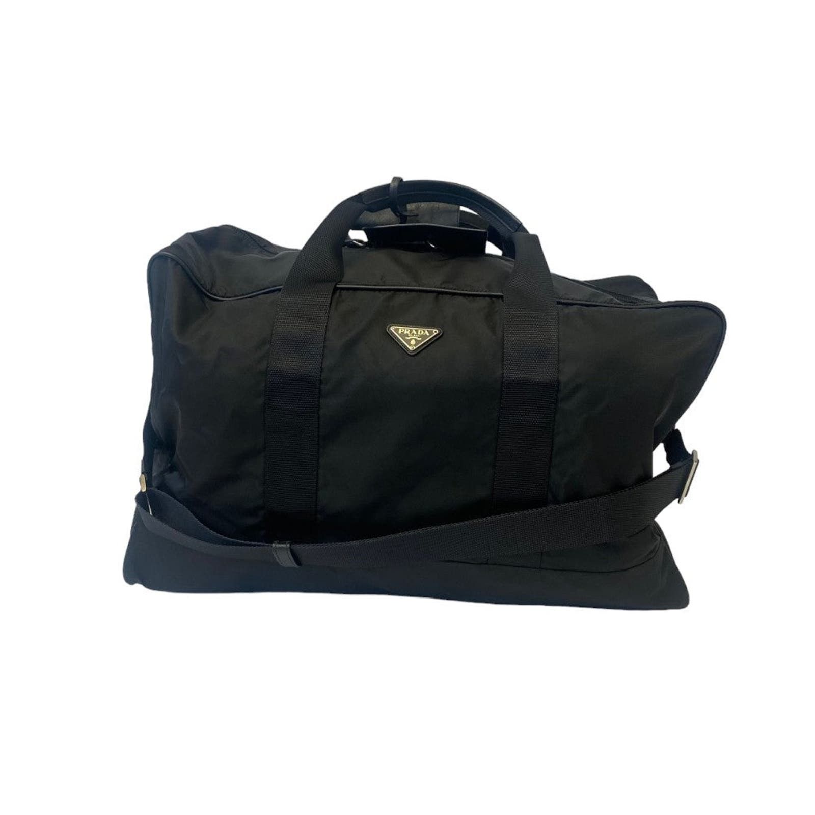 image of Prada Rectangular Travel Bag Nylon Shoulder Strap Black 55, Men's