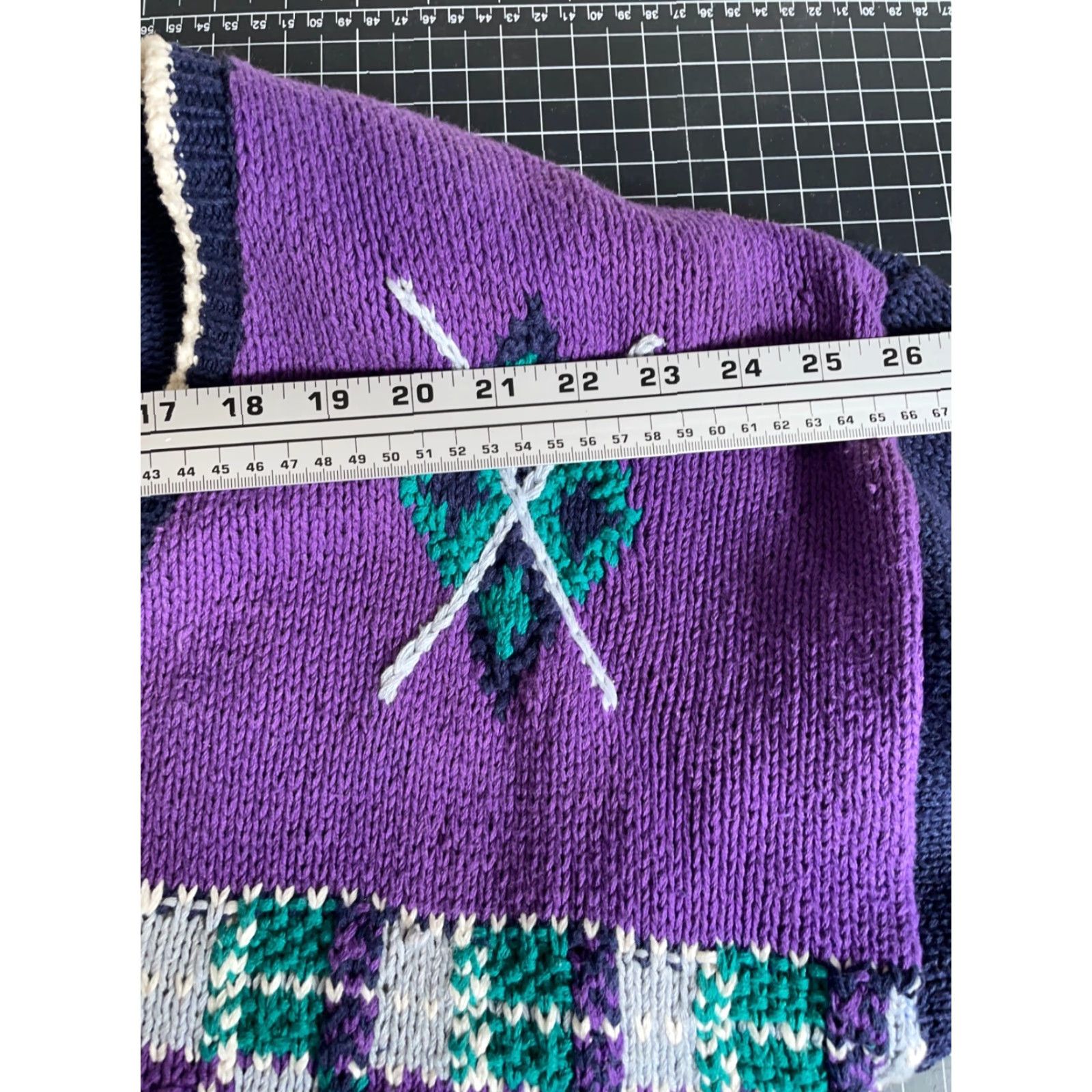 Vintage VINTAGE Northern Isles Cardigan Women's 3X Blue Purple Hand Knit Sweater Golf Portraits Retro 90s Size XXL / US 16-18 / IT 52-54 - 7 Thumbnail