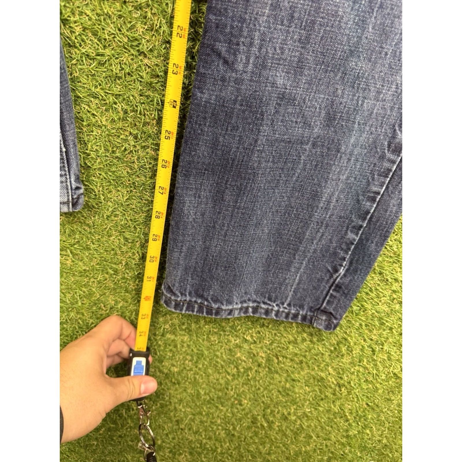 Levi's Levi's 527 Jeans Mens 36x34 Bootcut Dark Wash Distressed Denim 5-Pocket Regular Blue Leather Logo Belt Loops USA Western Workwear Size US 36 / EU 52 - 4 Thumbnail