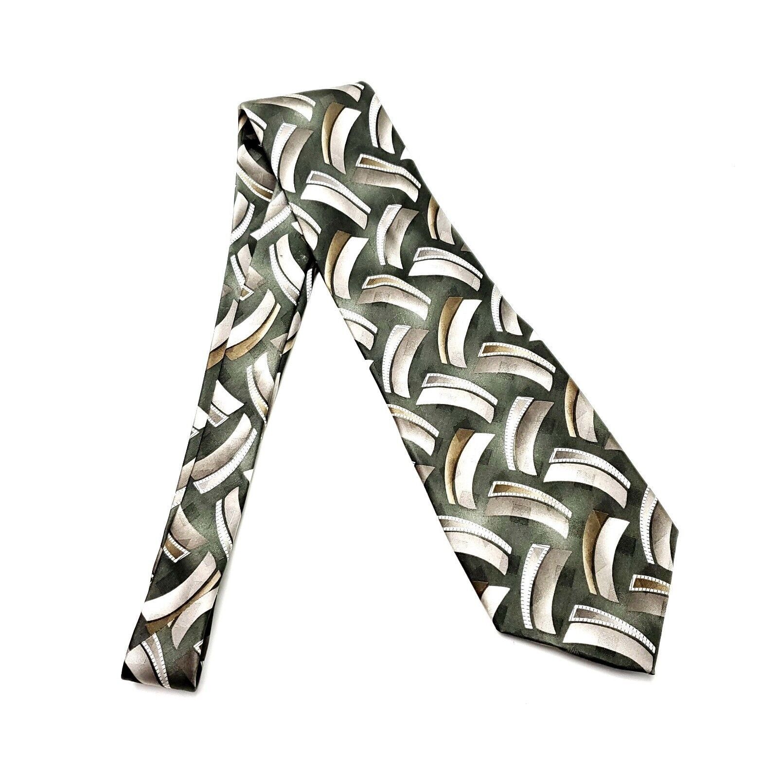 Pierre Cardin Pierre Cardin Silk Tie Green Brown Wide Abstract Size ONE SIZE - 6 Thumbnail