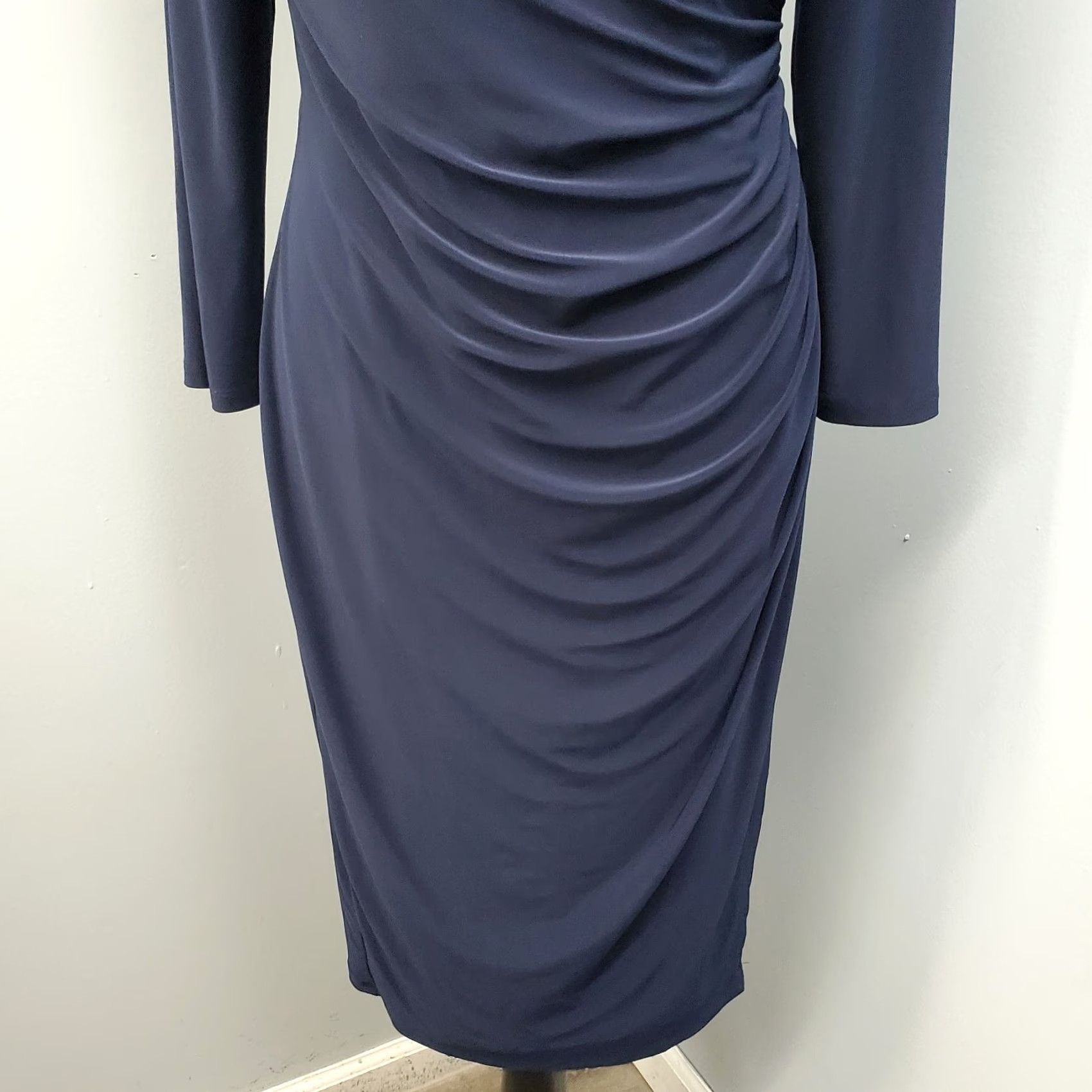 Ralph Lauren Lauren Ralph Lauren Wrap Dress Womens Size 6 Blue Ruched Cocktail Party Long Sleeve Midi Dress Size M / US 6-8 / IT 42-44 - 6 Thumbnail