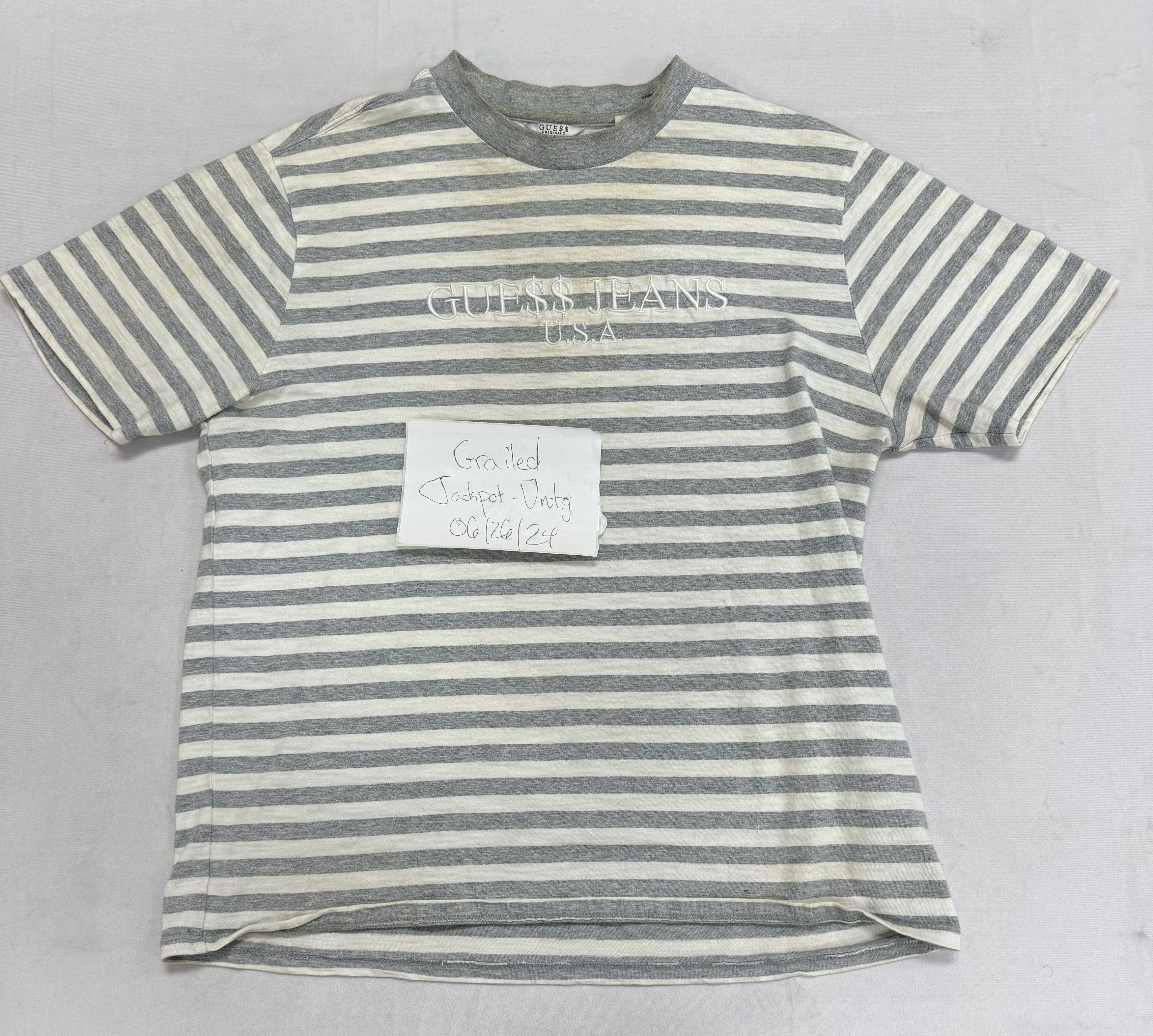 AWGE Asap Rocky Guess Guess X Asap Rocky Guess Striped Grey White Tee Size Large Grailed