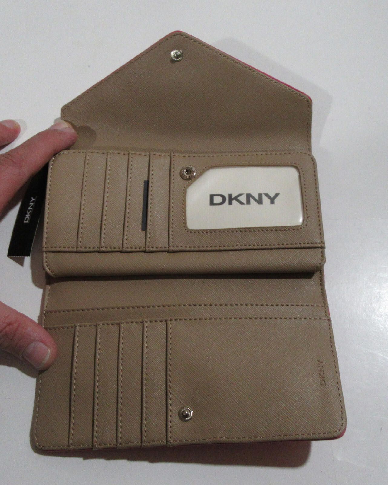 DKNY DKNY Soft Ego Leather Trifold Wallet Fuchsia Pink Envelope Size ONE SIZE - 3 Thumbnail