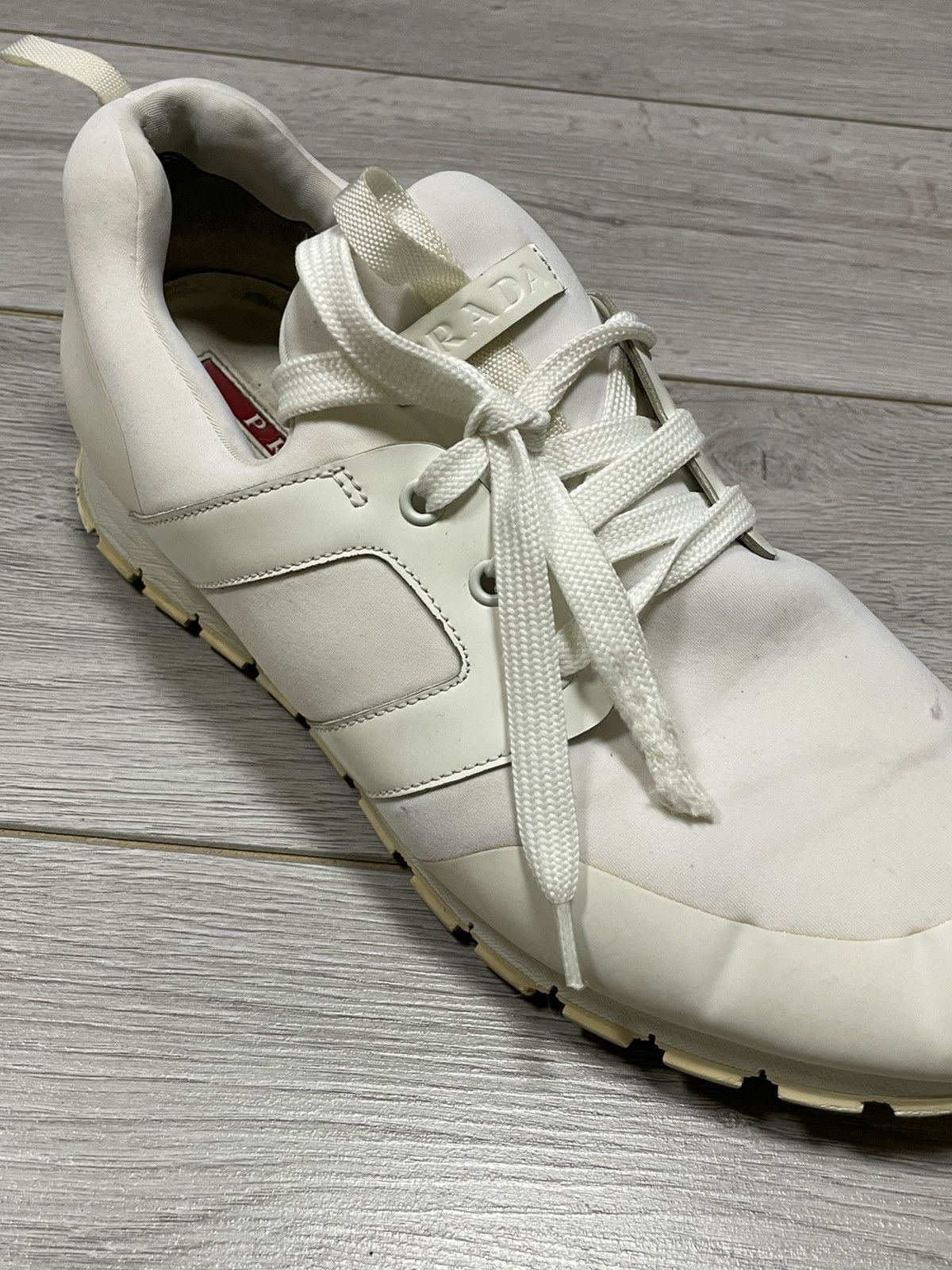 Prada Prada white tab sneakers logo Size US 11.5 / EU 44-45 - 10 Thumbnail