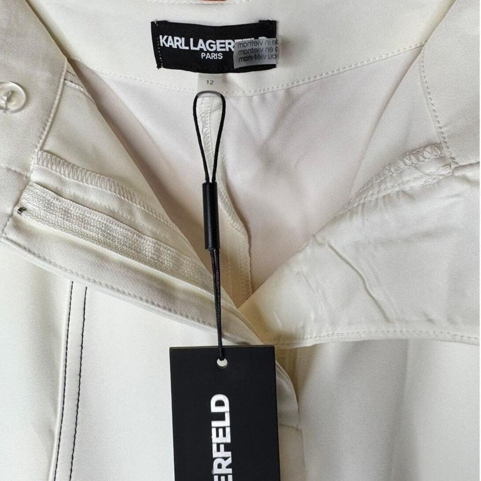 Karl Lagerfeld KARL LAGERFELD Paris White Black Stitching Cropped Pants 12 Size 34" / US 12 / IT 48 - 4 Thumbnail