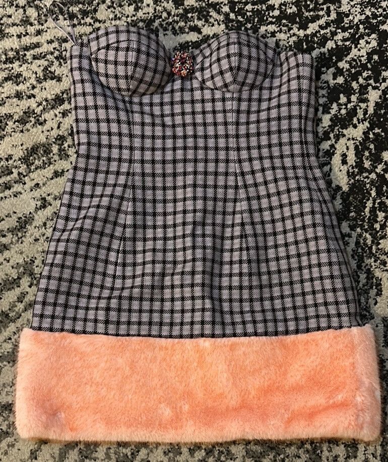 Area AREA Faux Fur Trim Strapless Mini Dress size US 8 Size M / US 6-8 / IT 42-44 - 6 Thumbnail