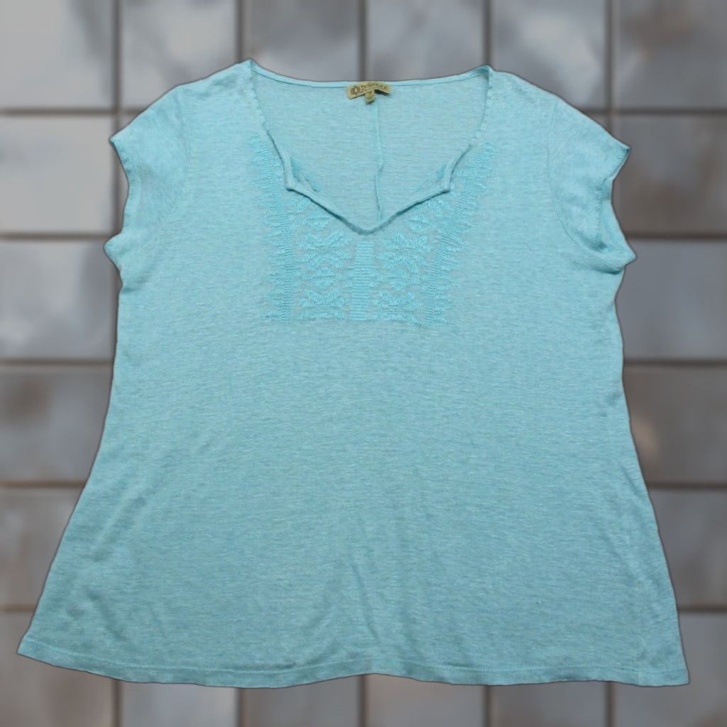 Vintage Democracy Shirt Womens M Medium Green Knit Short Sleeve V-Neck Casual Stretch Size M / US 6-8 / IT 42-44 - 1 Thumbnail