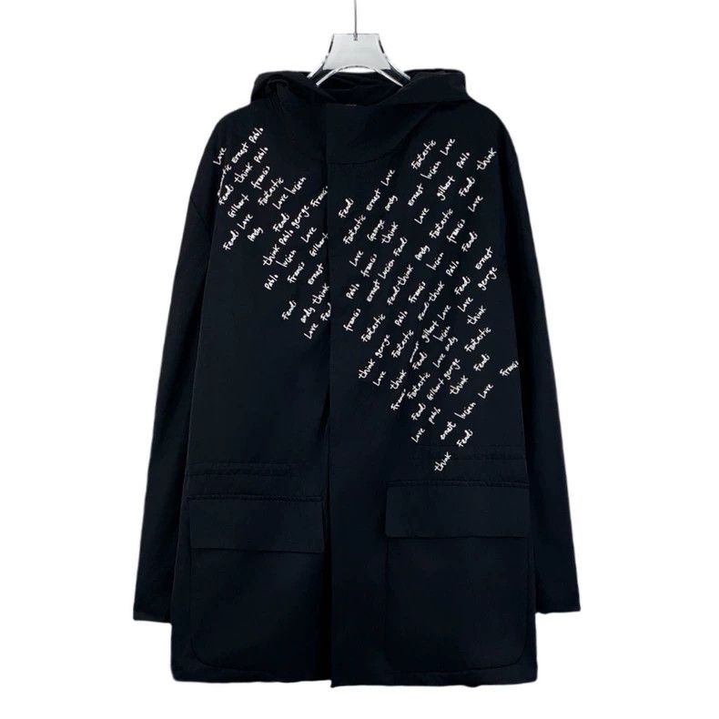 Fendi Fendi Black Logo Embroidered Hooded Jacket Size US XL / EU 56 / 4 - 1 Thumbnail