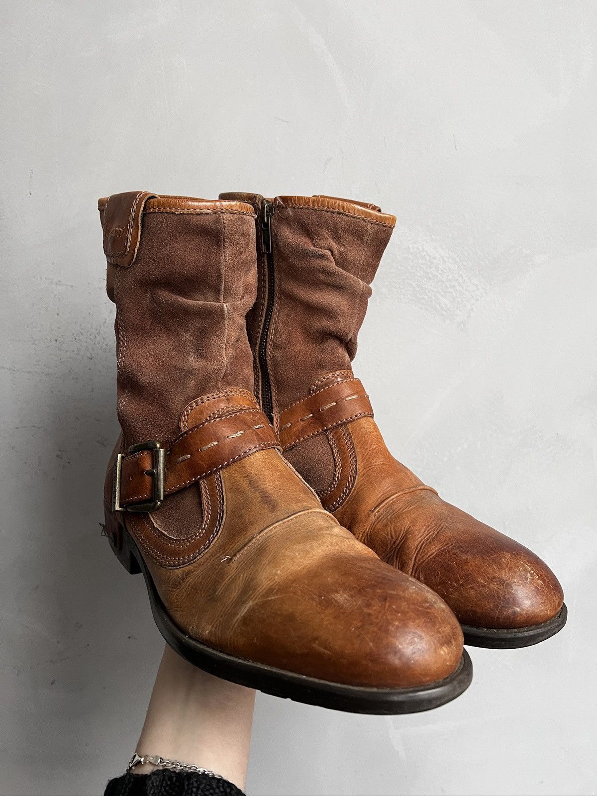 Hedi Slimane Leather brown ankle moto boots avant garde guidi style y2k Size US 9 / EU 42 - 3 Thumbnail
