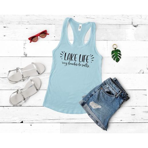 Next Level Lake Life Womens Blue Racerback Tank Top S By Next Level Size S / US 4 / IT 40 - 1 Thumbnail