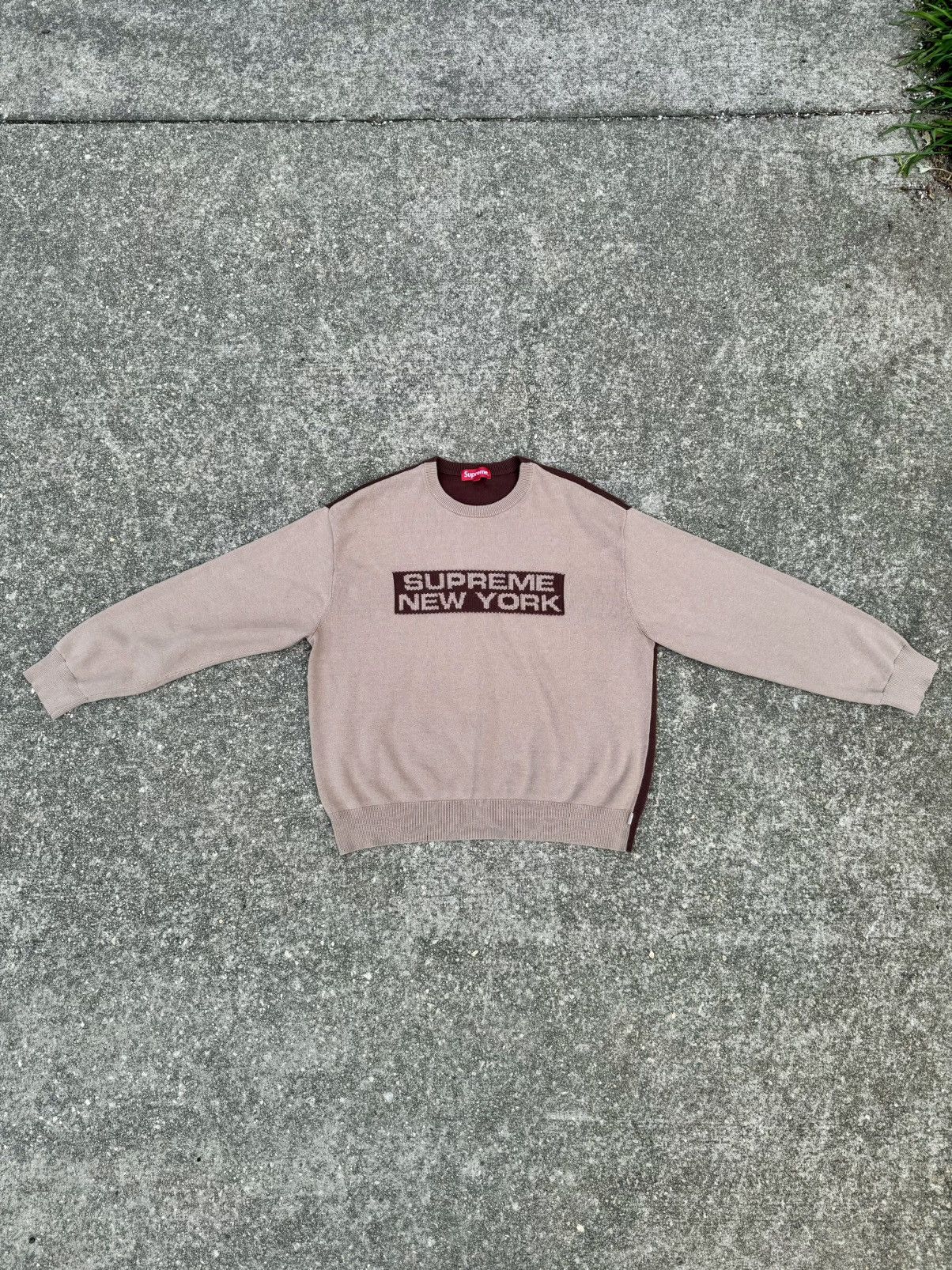 image of Supreme 2-Tone Sweater in Brown, Men's (Size Large)