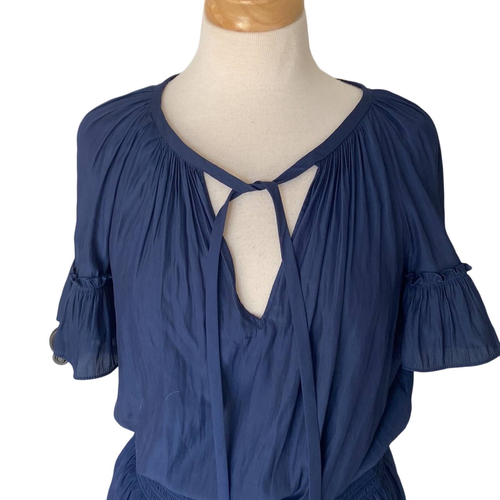 Ramy Brook Ramy Brook Pleated Flutter Sleeve Mini Dress Navy Medium Size M / US 6-8 / IT 42-44 - 2 Thumbnail