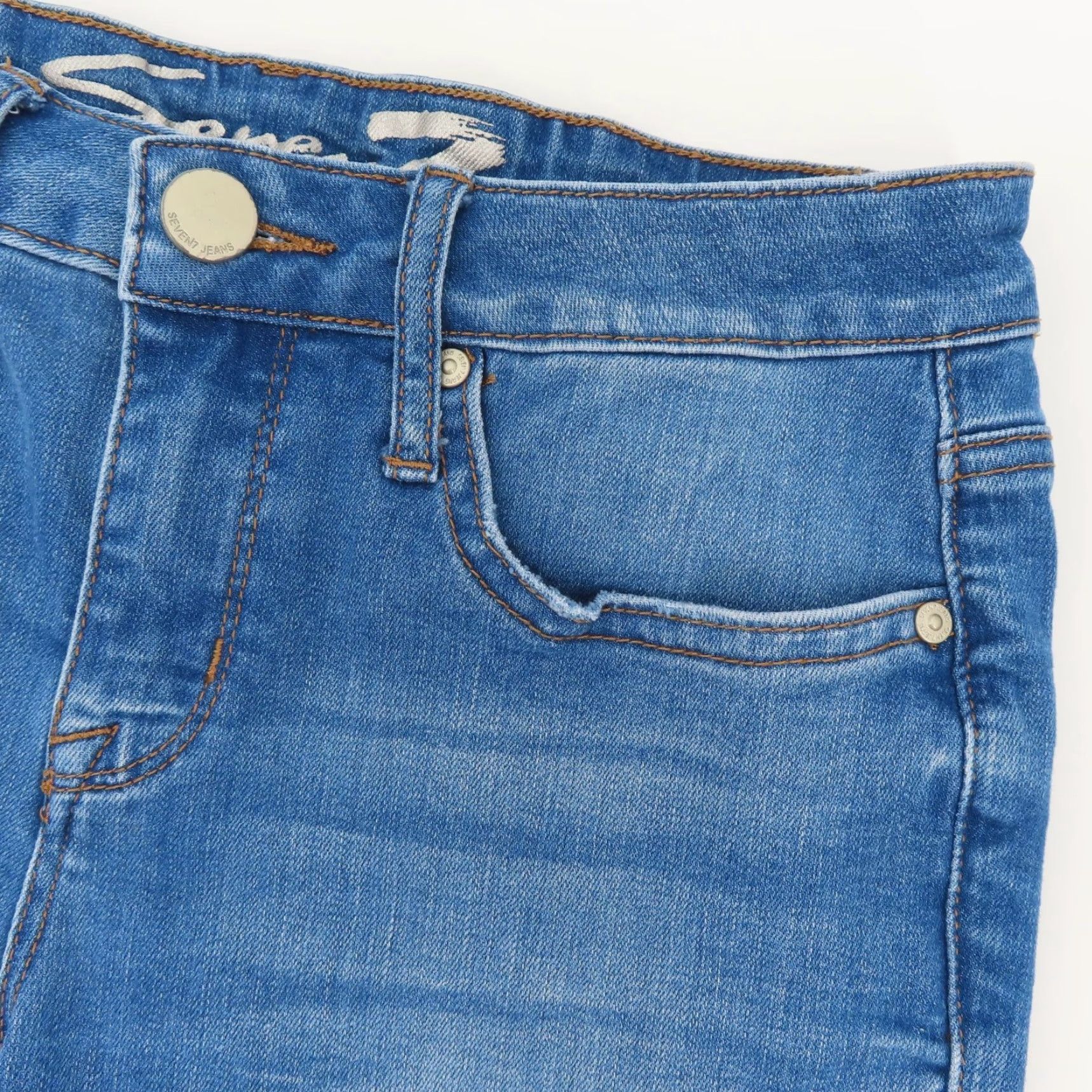 Vintage Seven Bermuda Shorts Denim Blue 4 Women's Regular Pockets 5-Pocket Cotton Blend Size 27" / US 4 / IT 40 - 3 Thumbnail