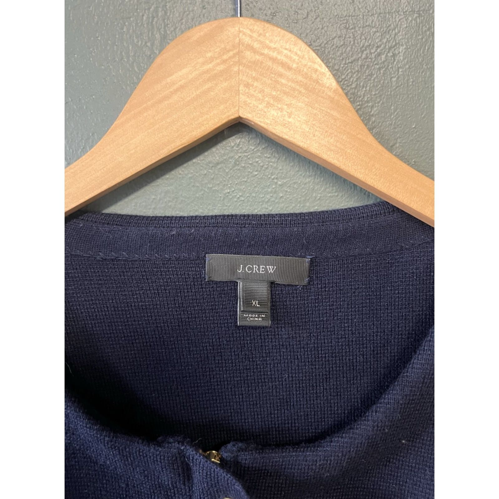 J.Crew J.CREW Sweater Cardigan Women XL Blue Full Zip Pockets Button Wool Knit Size XL / US 12-14 / IT 48-50 - 3 Thumbnail